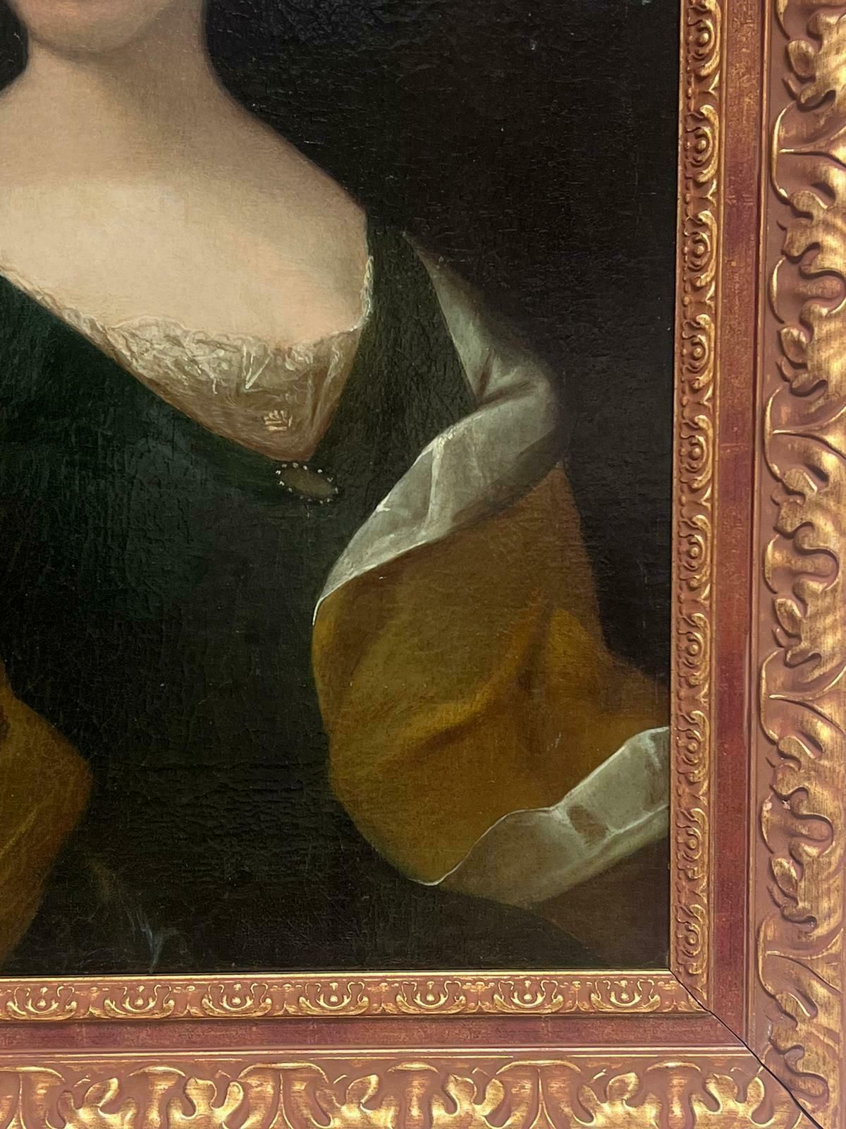 18th Century European Large 18th Century European Oil Painting Portrait Of Noble Lady Lace Collars 18th Century photo vinterior