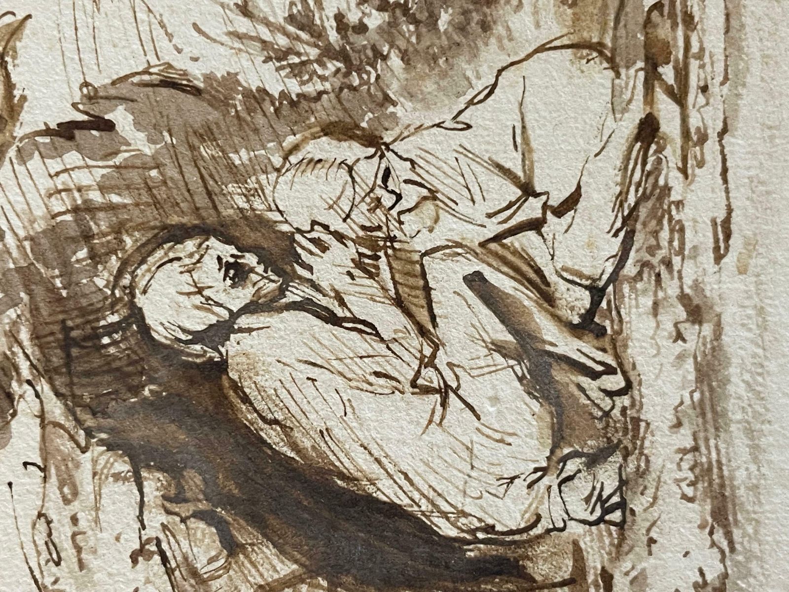 17th C Dutch Old Master Ink & Wash Painting Biblical Figures Rembrandt Pupil1650's photo for sale