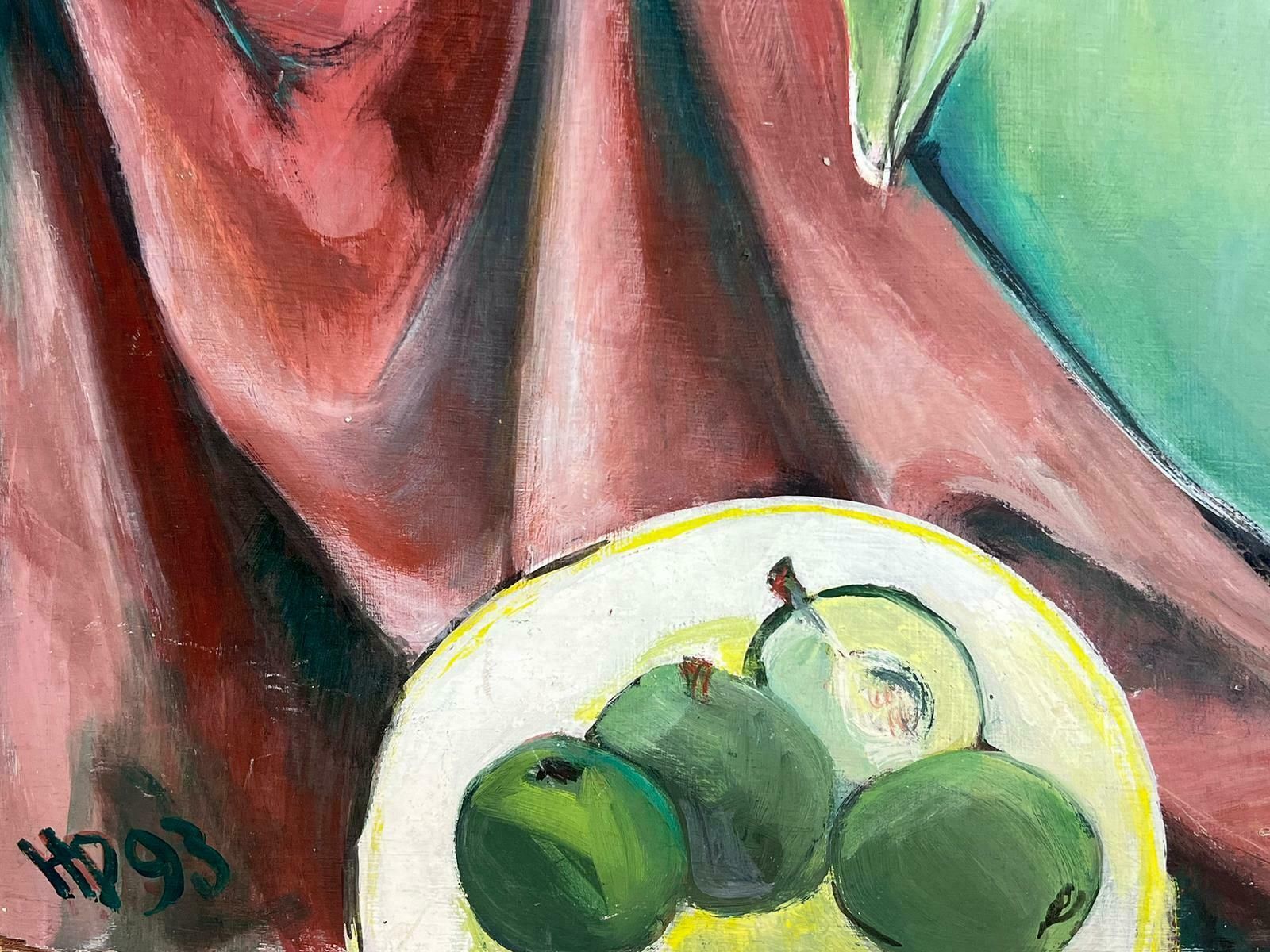 Helene Dadonefrench Cubist 20th Century Oil Painting Nude Lady With Green Apples Signed photo Art