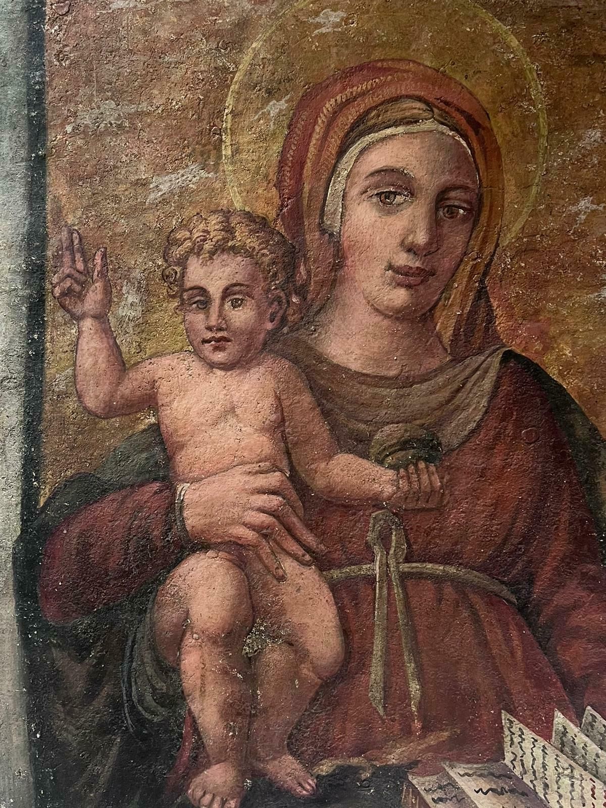 19th Century Italian Schoolrenaissance Style Italian Old Master Painting Madonna & Child Tender Embrace photo Art