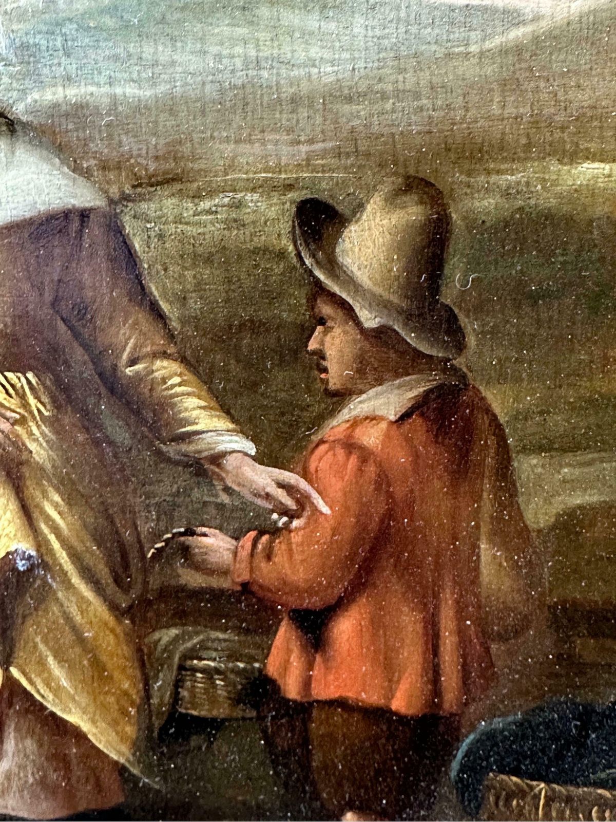 Flemish Old Master17th Century Dutch Flemish Old Master Oil On Panel Figures Grape Harvest photo Art