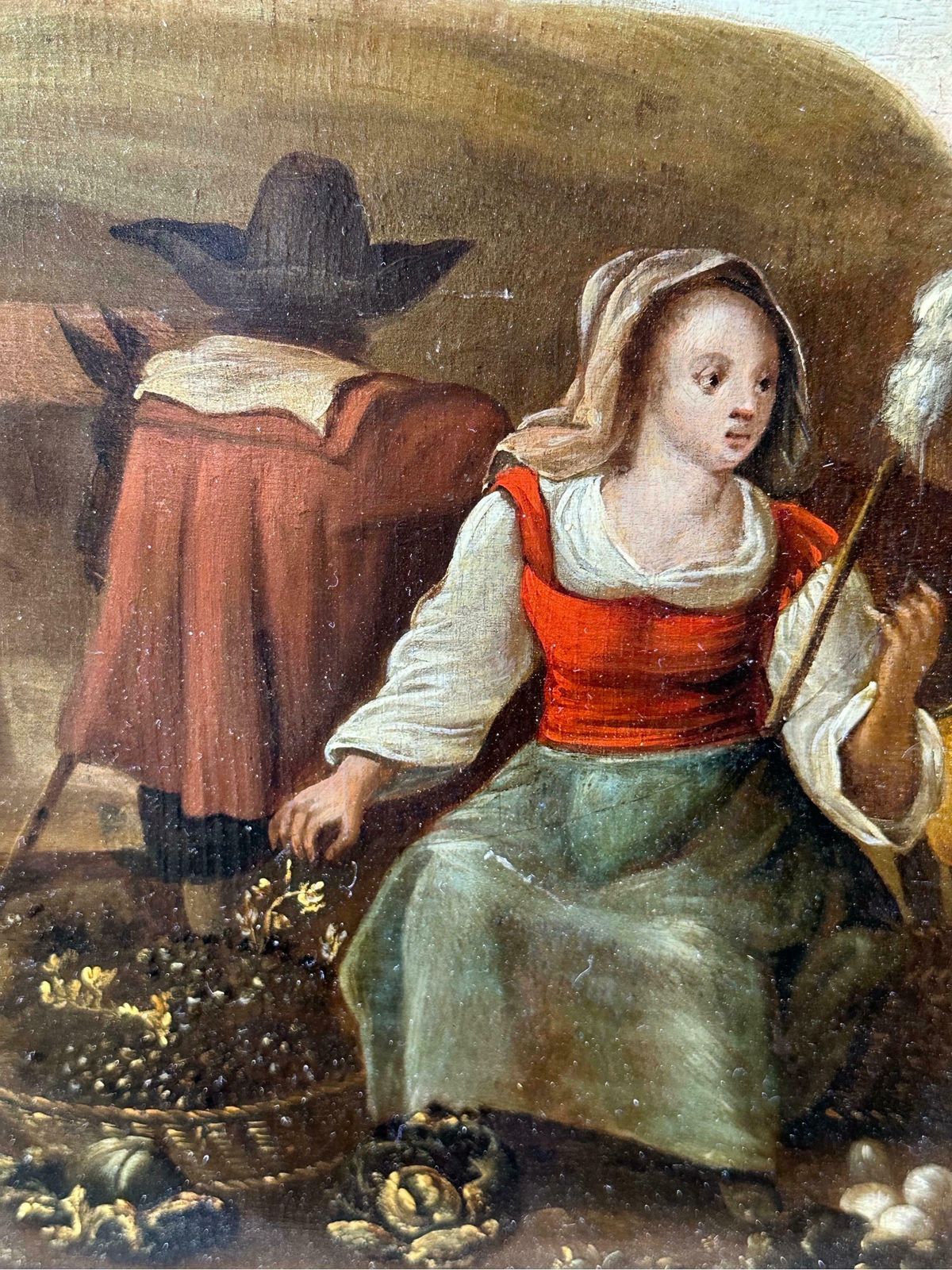 3779.0 Flemish Old Master17th Century Dutch Flemish Old Master Oil On Panel Figures Grape Harvest photo