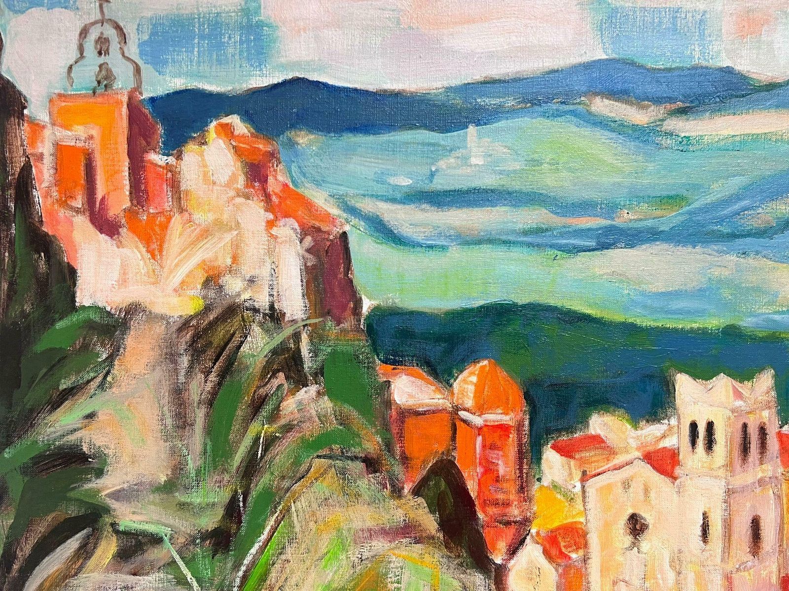 Michel Kritz1960's Dramatic Provencal Colorful Landscape French Modernist Oil Painting photo for sale