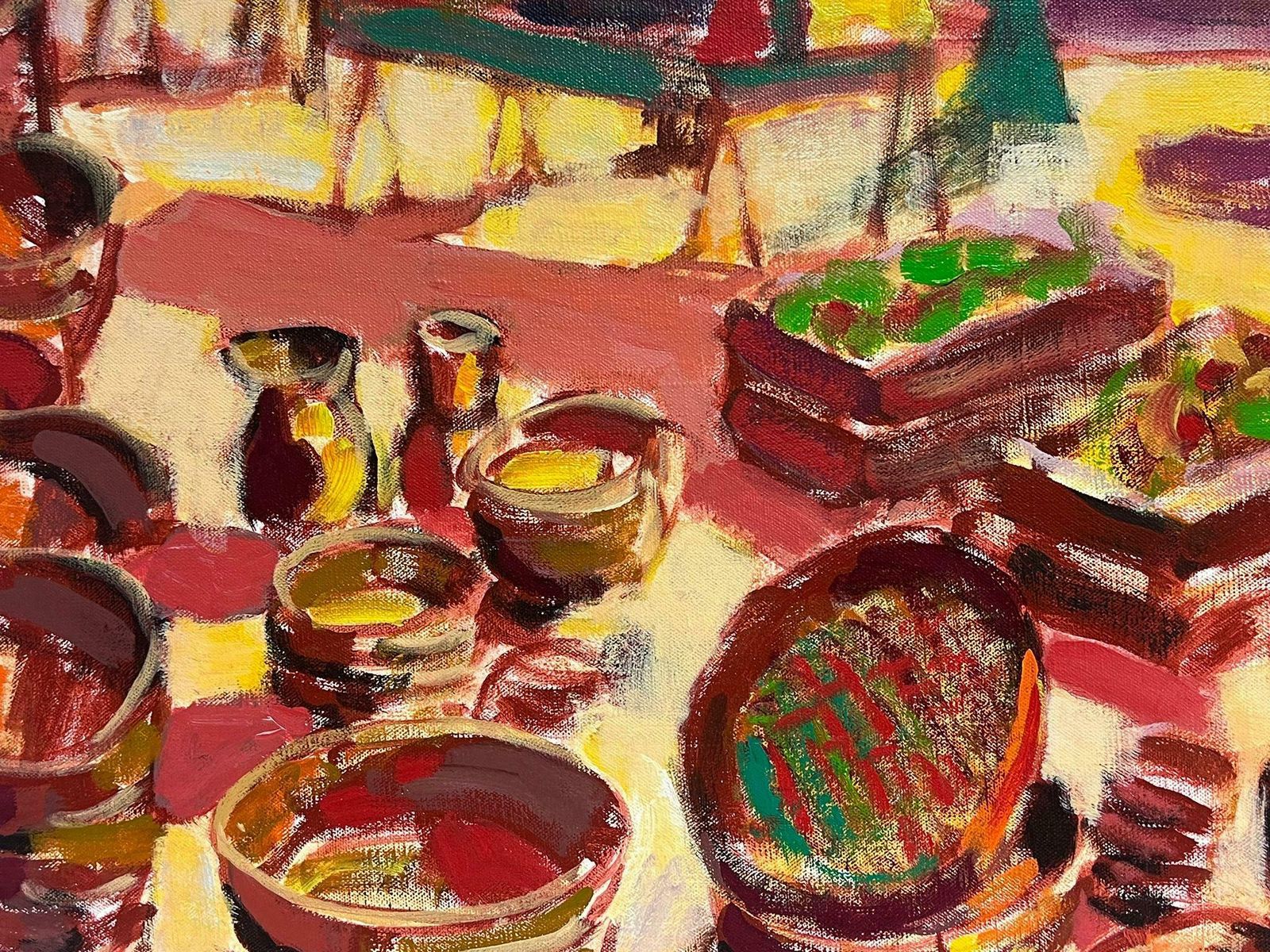 Michel Kritzhuge 20th Century French Fauvist Oil Painting Sunny Hot Market Scene & Town photo Art