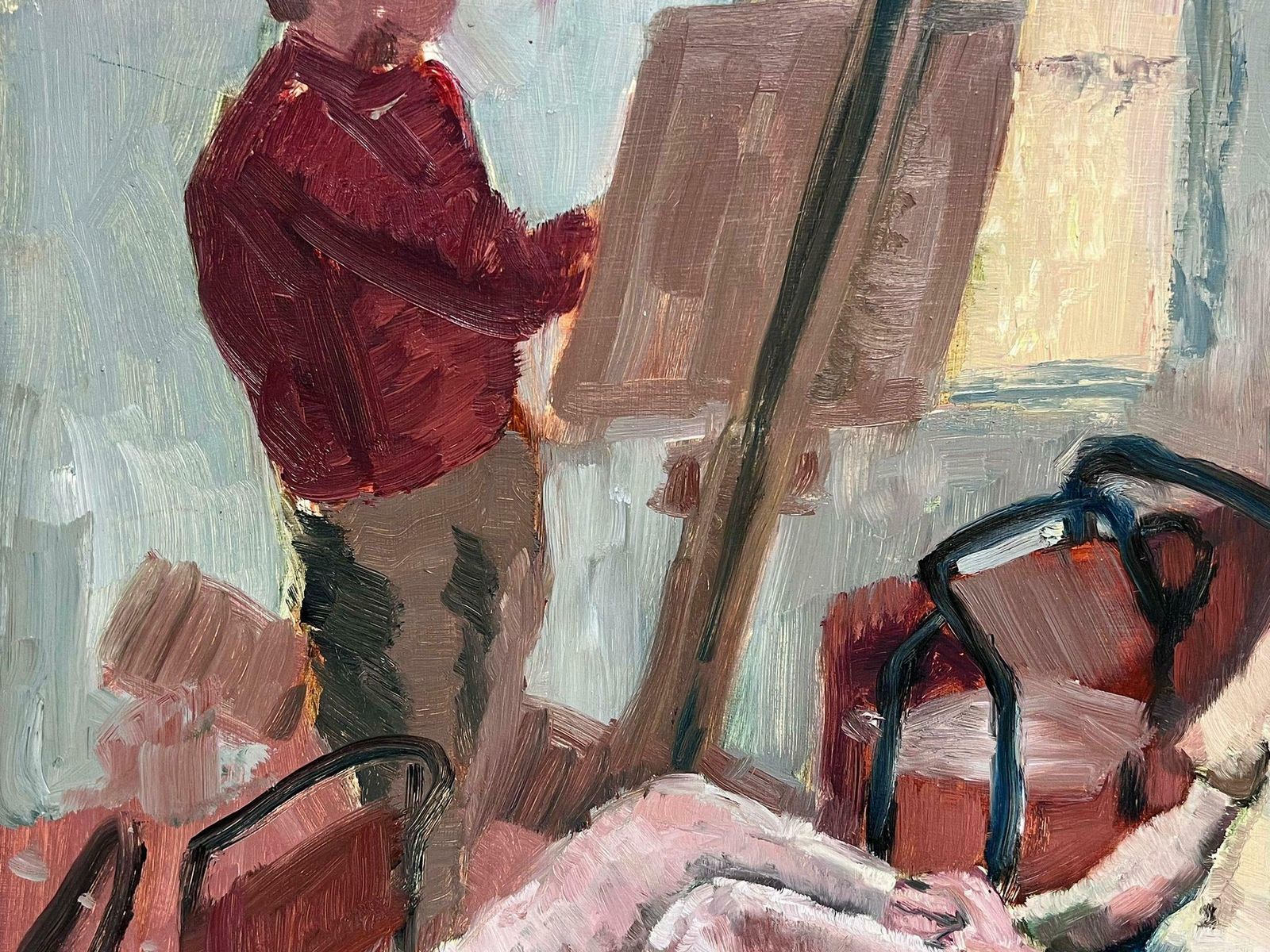 Helen Greenfieldmodern British Oil Painting Nude Model Art Class Studio Atelier Interior Scene photo 812.0