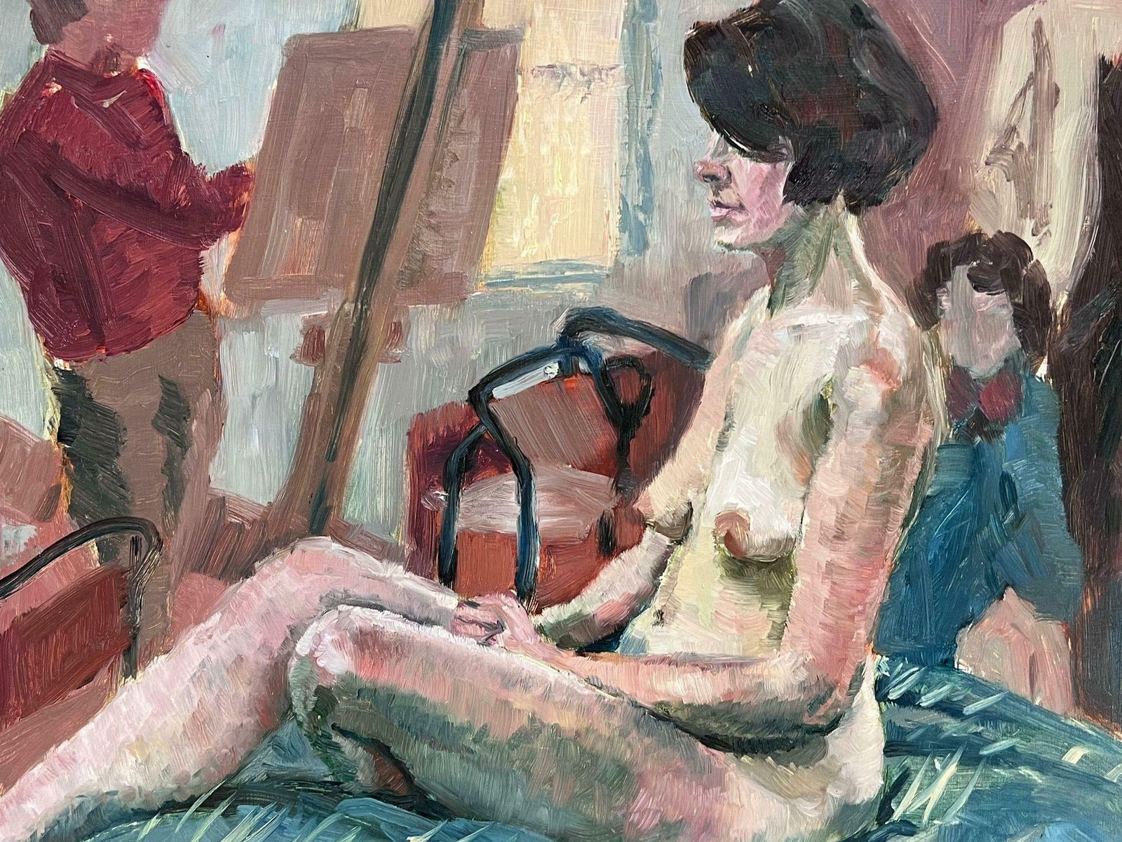 Helen Greenfieldmodern British Oil Painting Nude Model Art Class Studio Atelier Interior Scene photo vinterior