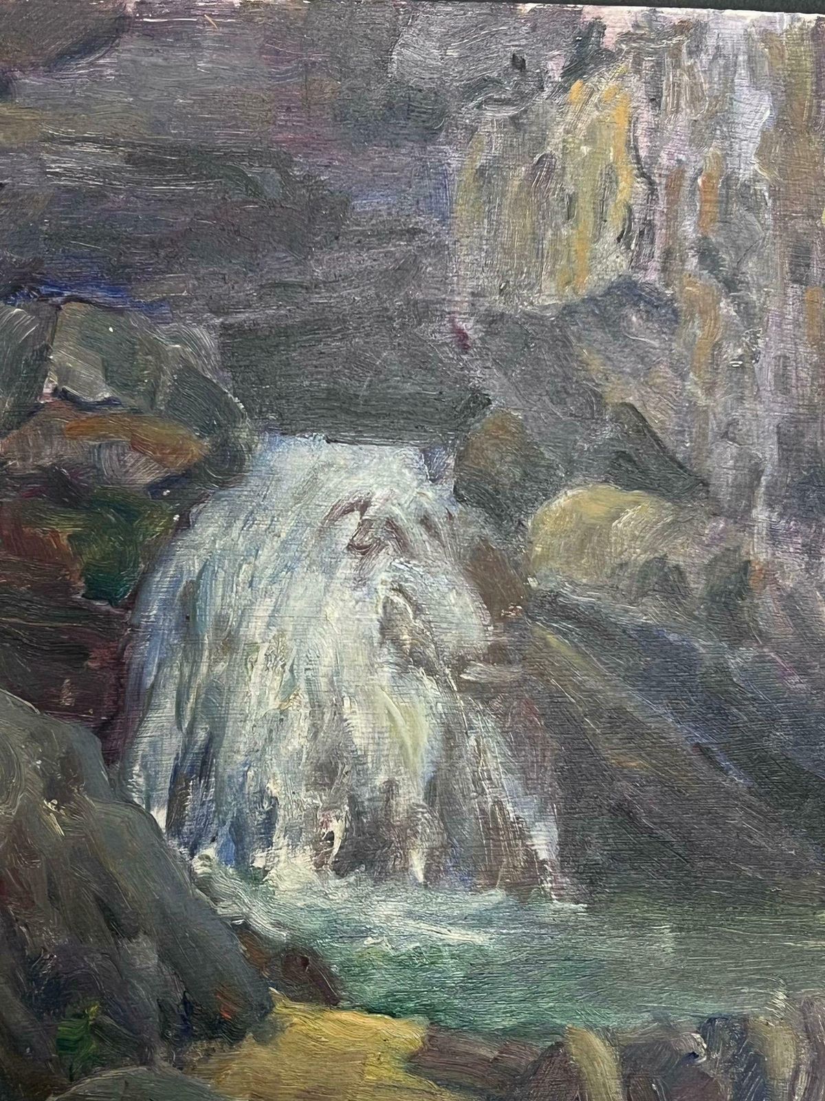 Regine Davidmid 20th Century 1950's French Post Impressionist Oil Rocky Waterfall1950's photo vinterior