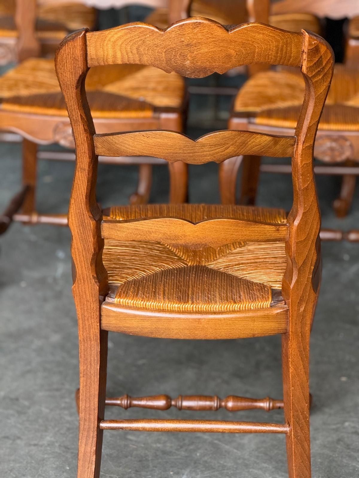 850.0 Set 8 French Country Ladder Back Dining Chairs photo