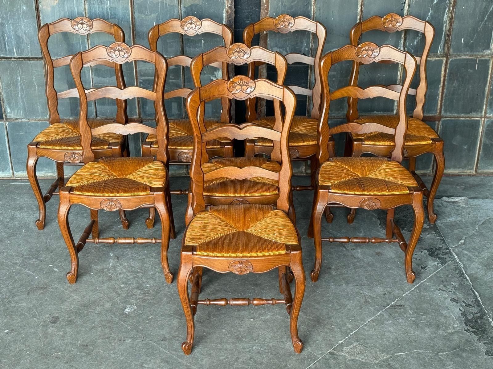 photo vinterior Set 8 French Country Ladder Back Dining Chairs