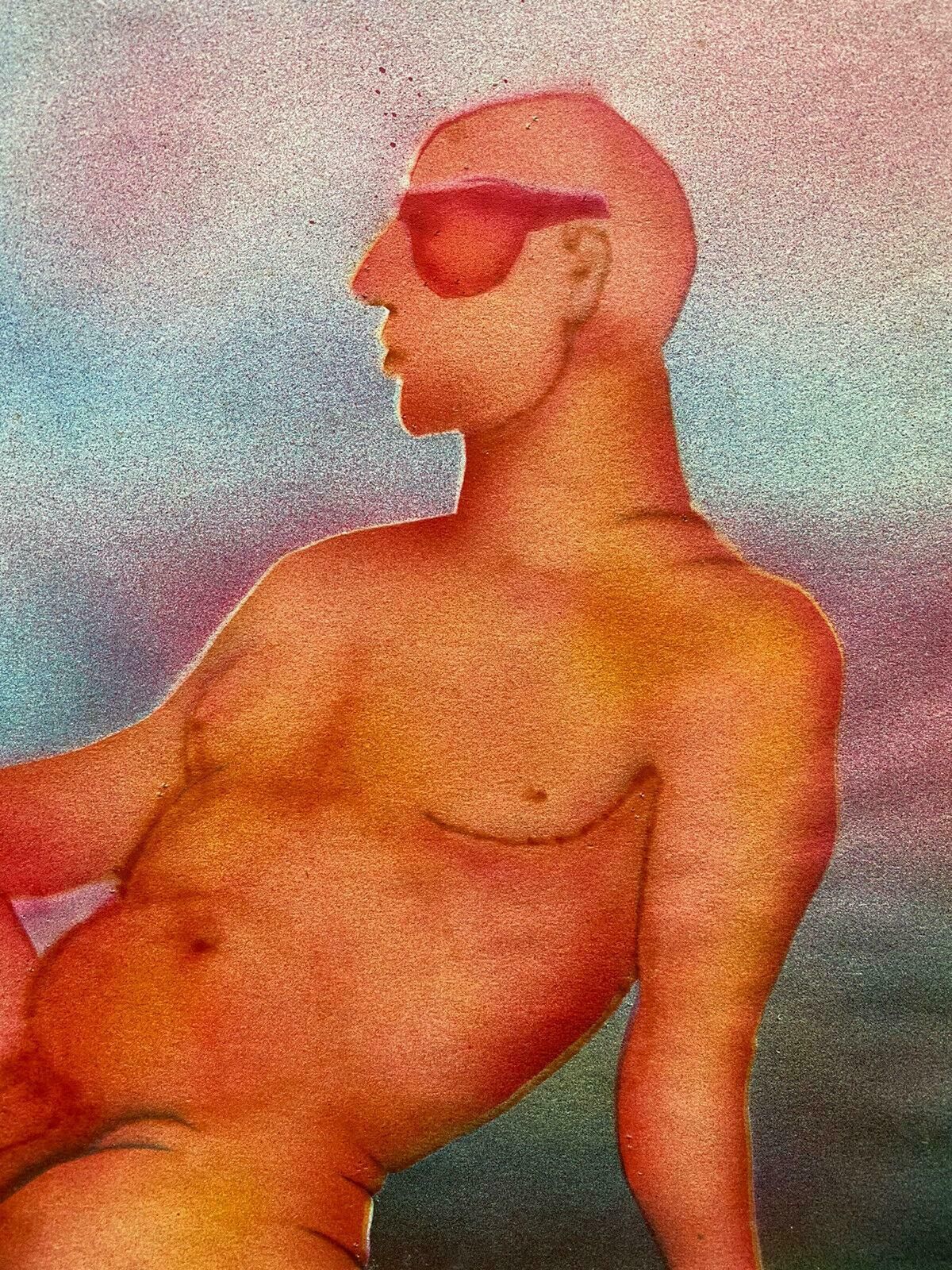 Jean Marc20th Century French Modernist Painting    Erotic Male Nude Portrait In Red Bootsc. 1990's photo for sale