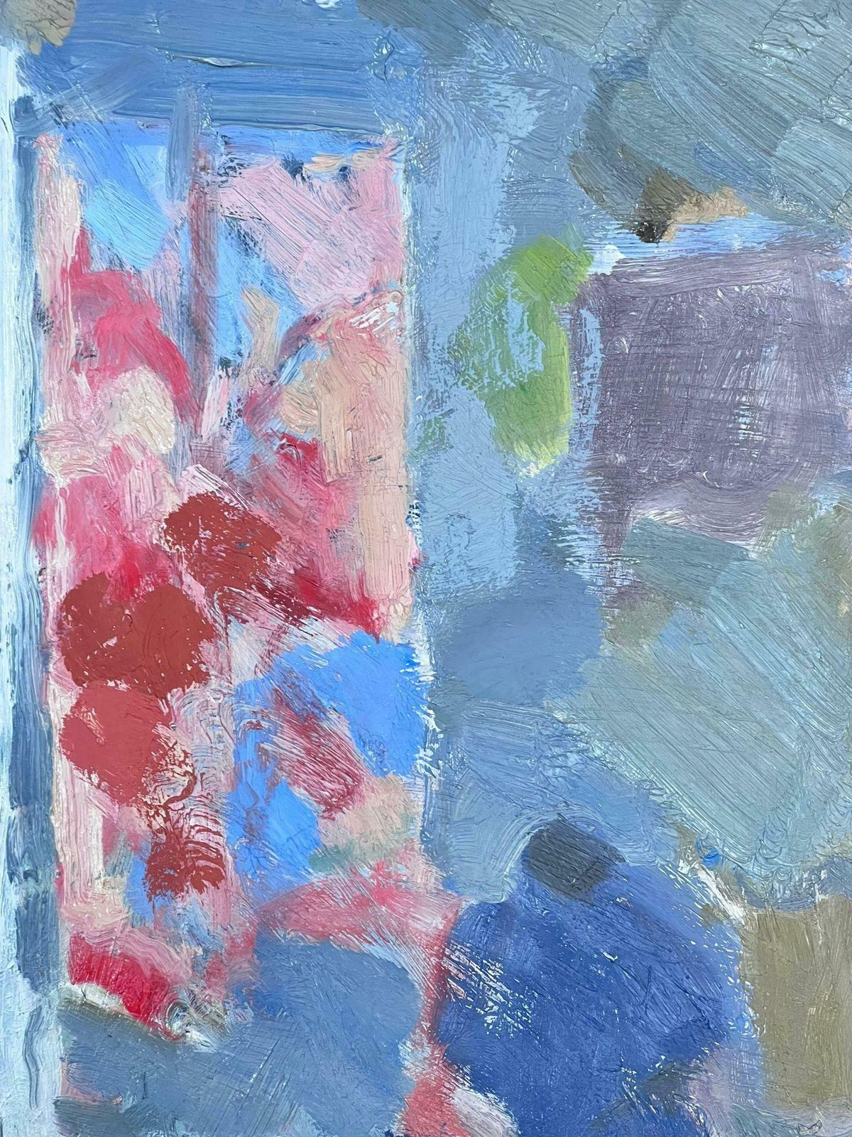 Elisabeth Hahn20th Century German Modernist Oil Painting Red Window Blue Interior 20th Century