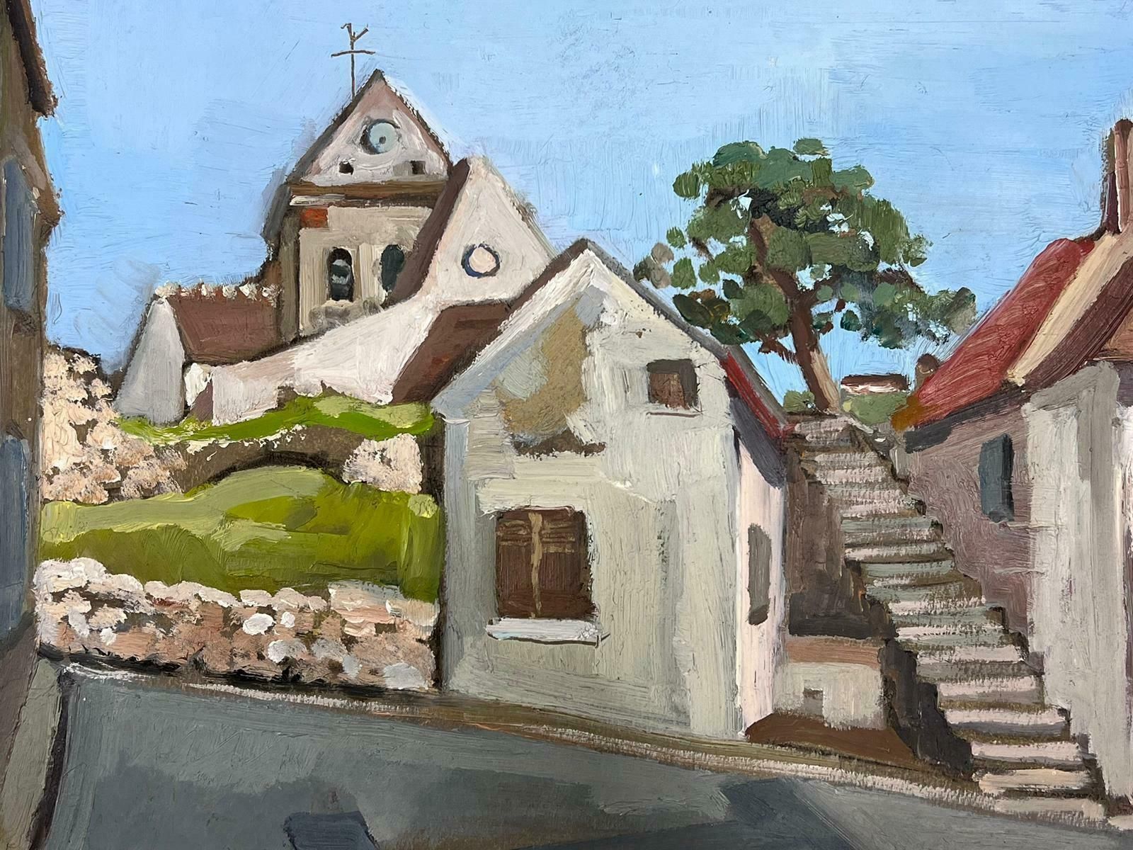 Y Blanchon1950's French Impressionist Painting Steps Leading To Village Church1950's photo 817.0