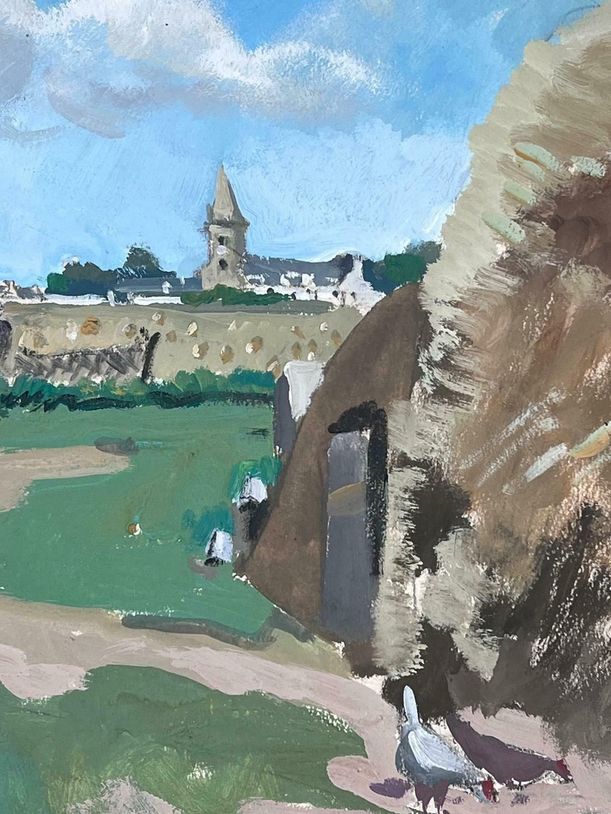 Y Blanchon1950's French Impressionist Painting Farm Farm Yard Courtyard Landscape1950's photo Art