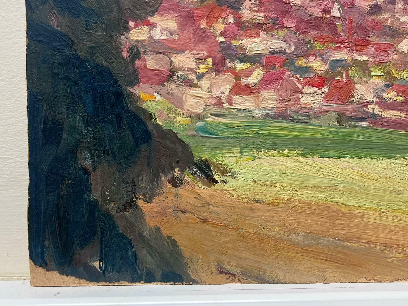 Leon Hatotvintage Oil Painting Of A Pink French Town Landscape photo Art