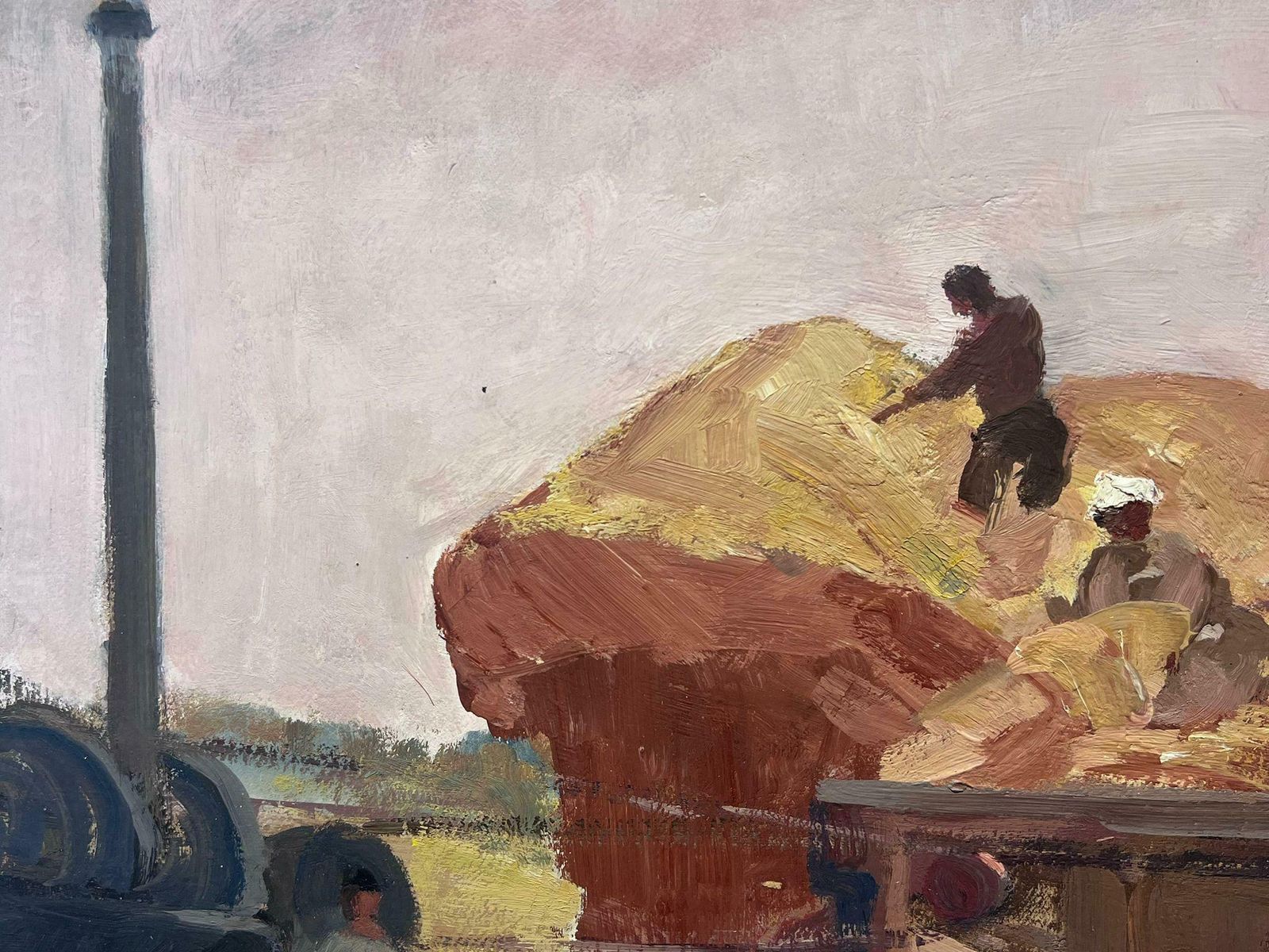 Leon Hatotfrench Impressionist Oil Painting Mid 20th Century Harvest Workers In Field photo for sale