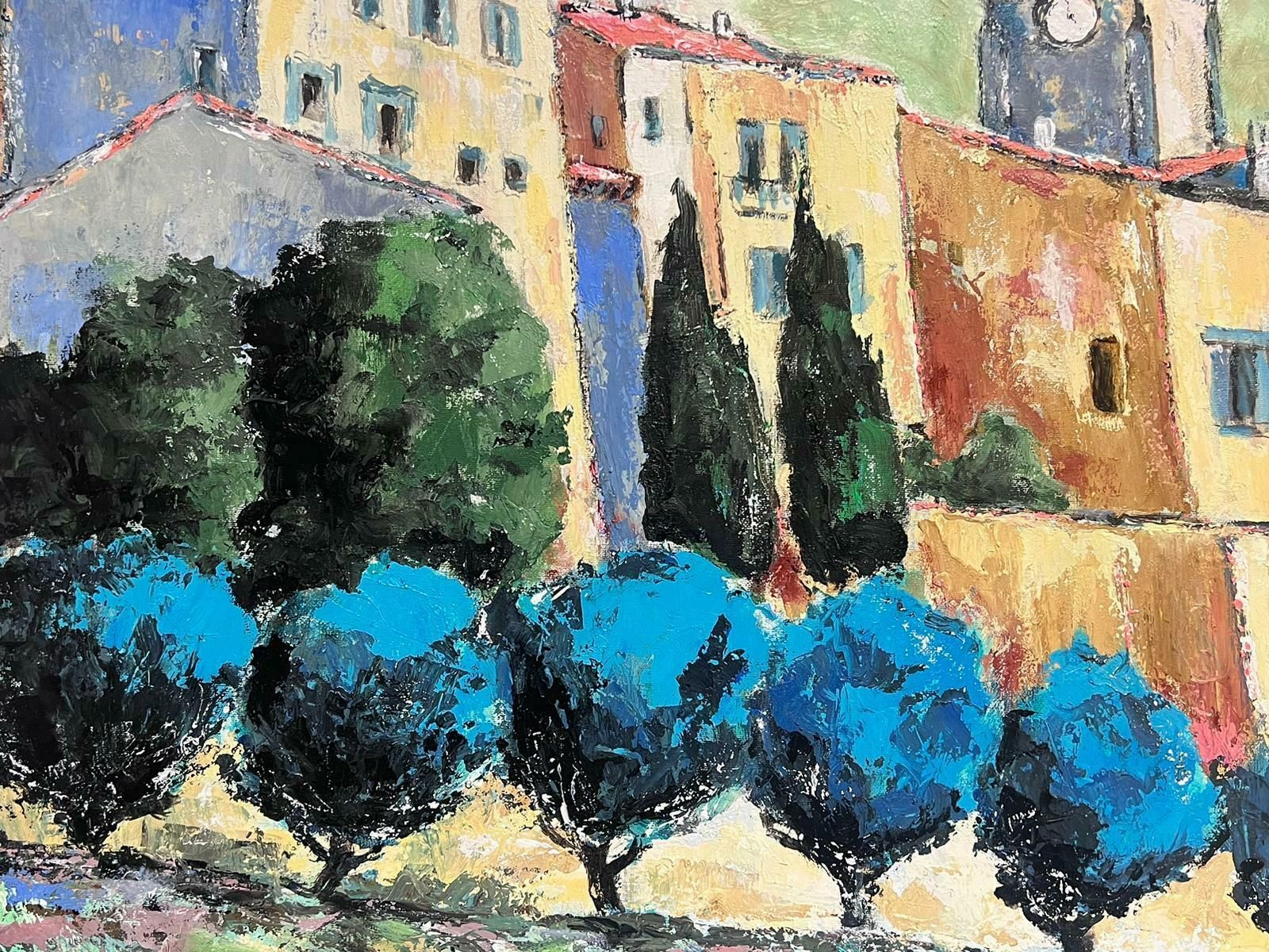 French Schoolhuge French Impressionist Signed Oil The Luberon Provence Hilltop Village2016 photo Art
