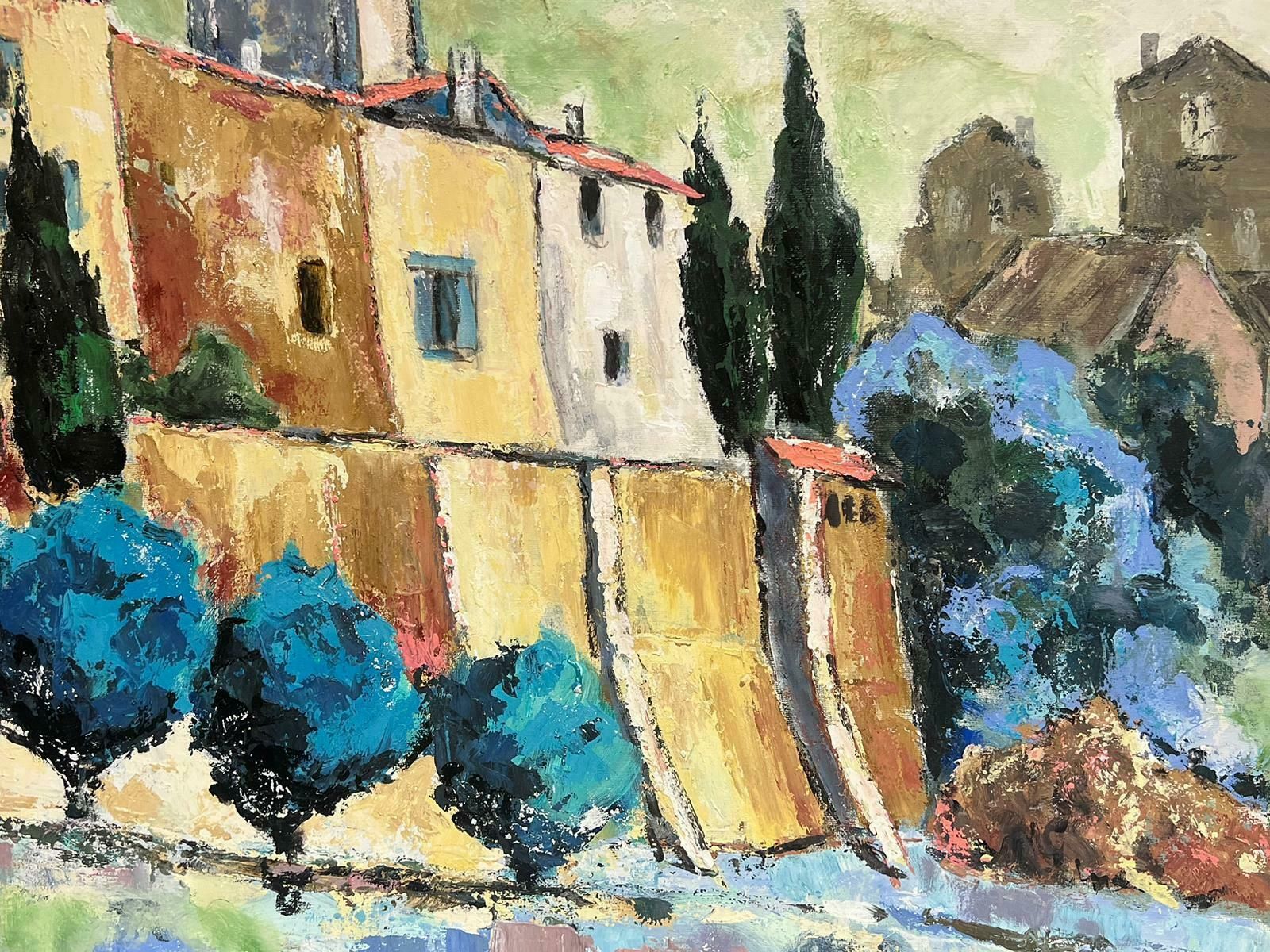 French Schoolhuge French Impressionist Signed Oil The Luberon Provence Hilltop Village2016 photo vinterior