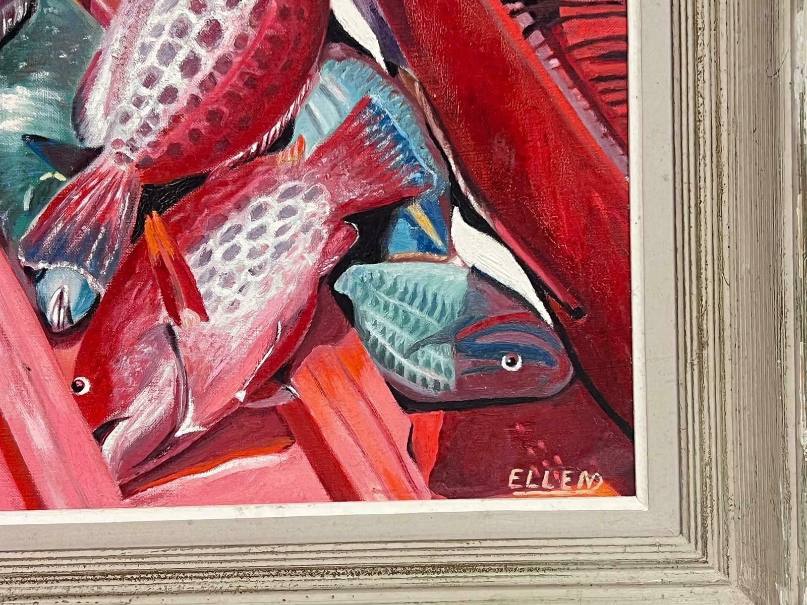 French Schoolthe Catch Of The Day 20th Century French Oil Painting Fishing Boat With Fish photo Art