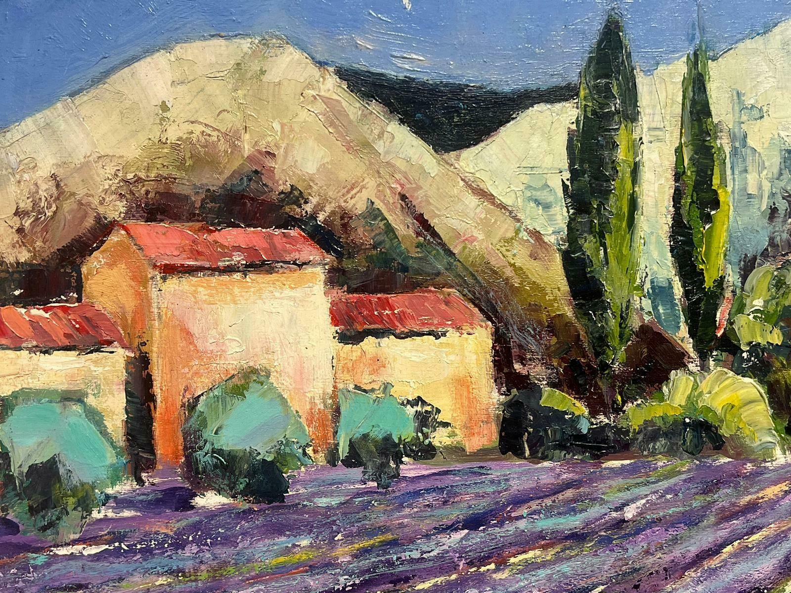 French Schoollavender Fields In Provence Old Stone Mas Houses Large French Oil Painting photo Art