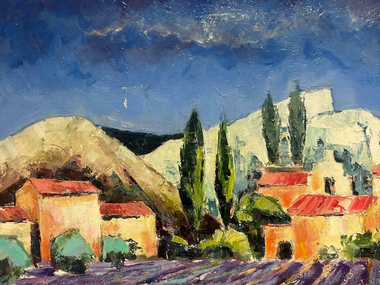 French Schoollavender Fields In Provence Old Stone Mas Houses Large French Oil Painting photo 1022.0