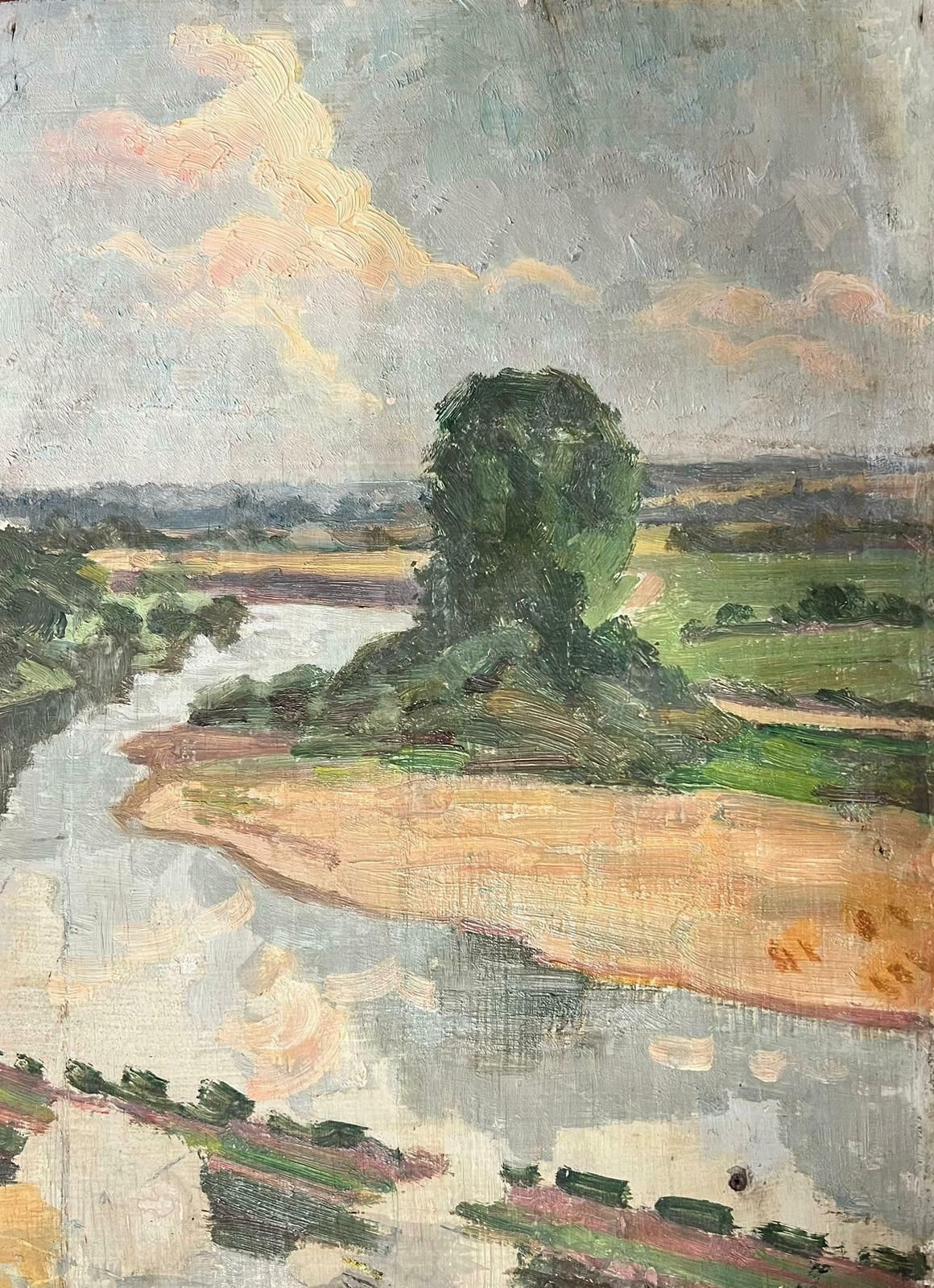 Suzanne Crochet1930's French Post Impressionist Oil Painting Winding River Landscape Sketchc. 1930's