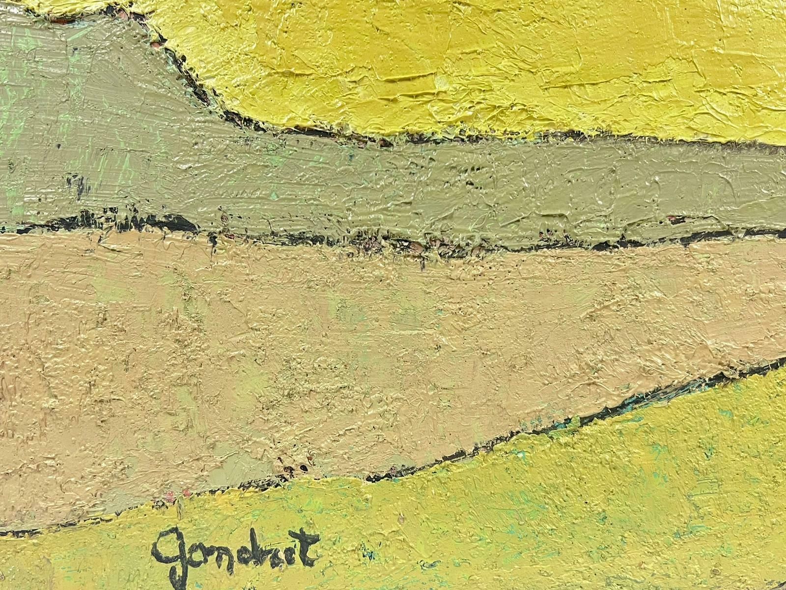 Lucien Gondretyellow Green French Expressionist Abstract Oil Painting Golden Landscape Fields photo furniture