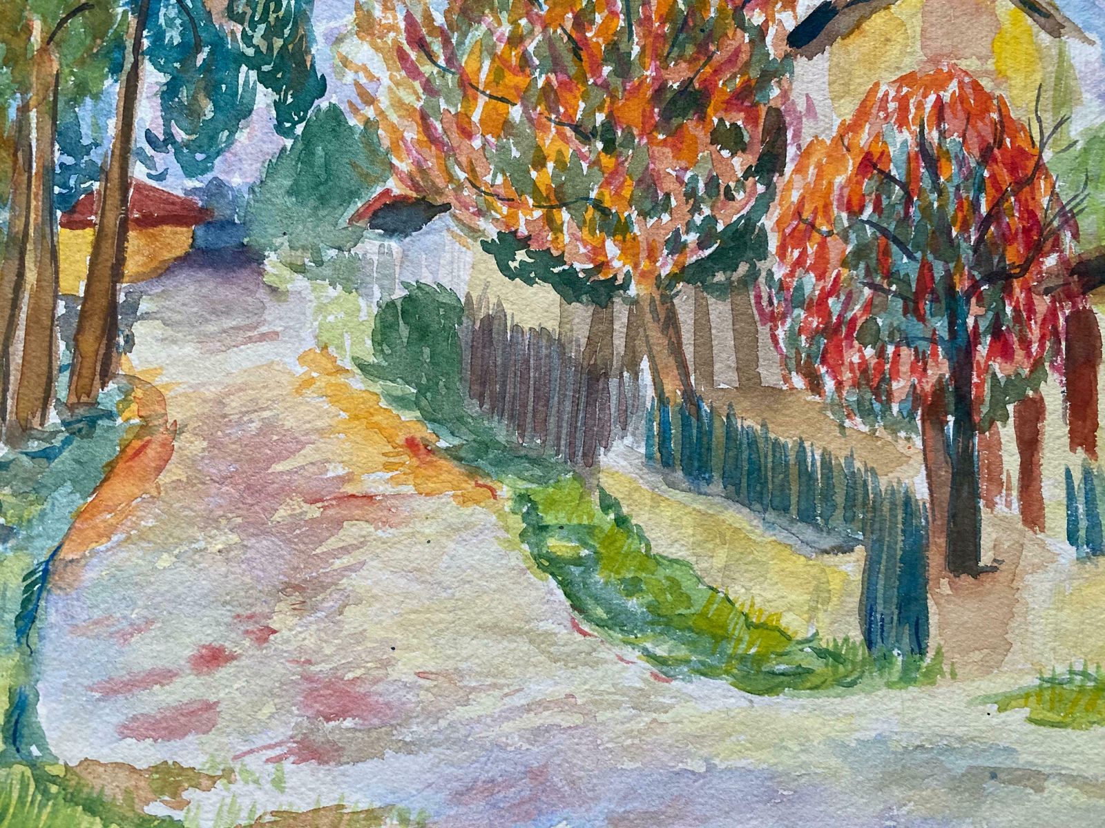 Louis Bellon1940's Provence French Orange And Green Landscape    Post Impressionist Artistc. 1940s photo 694.0