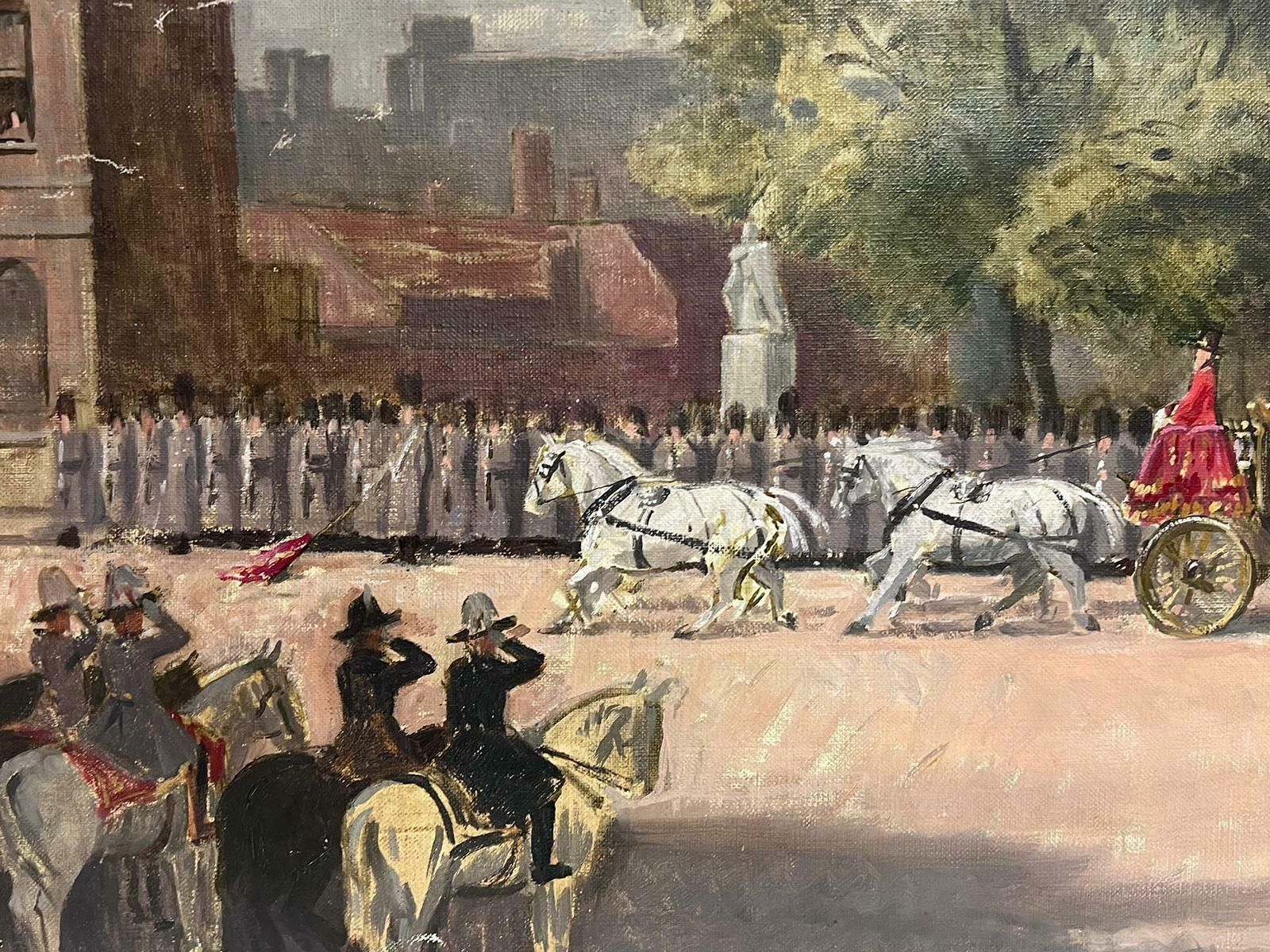 Patrick Edward Phillips The Queen's Coronation 1953 Original British Oil Painting Canvas State Carriage1953 photo vinterior