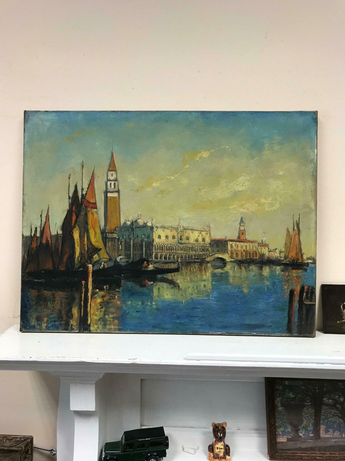 French School1900's French Impressionist Oil Doges Palace Piazza San Marco Venice Sunlight photo furniture