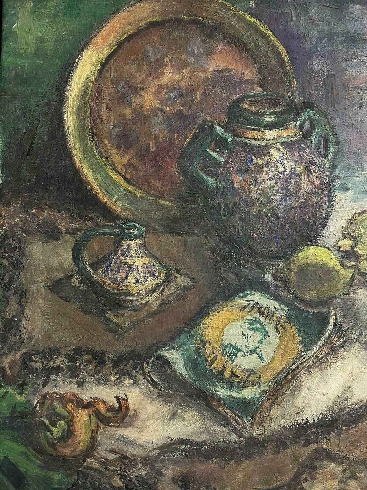 Unknown1940's French Still Life Post Impressionist Signed Oil Still Life Lemons Etc photo 812.0