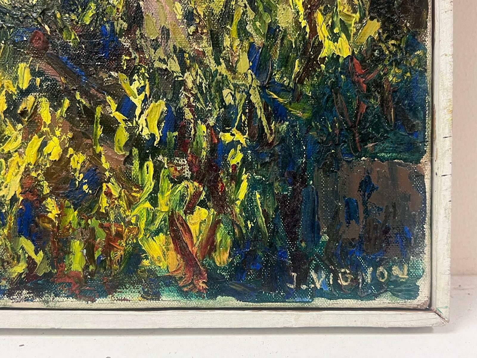 Josine Vignon1960s French Post Impressionist Signed Oil Roof Top Town Along The Blue Coast1950s photo Art