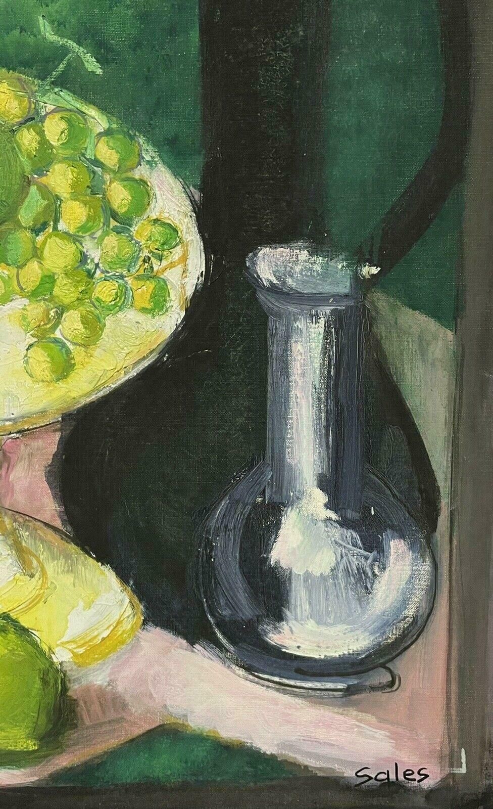 Robert Saleslarge 1970's French Modernist Signed Oil Beautiful Still Life Fruit & Colors photo Art