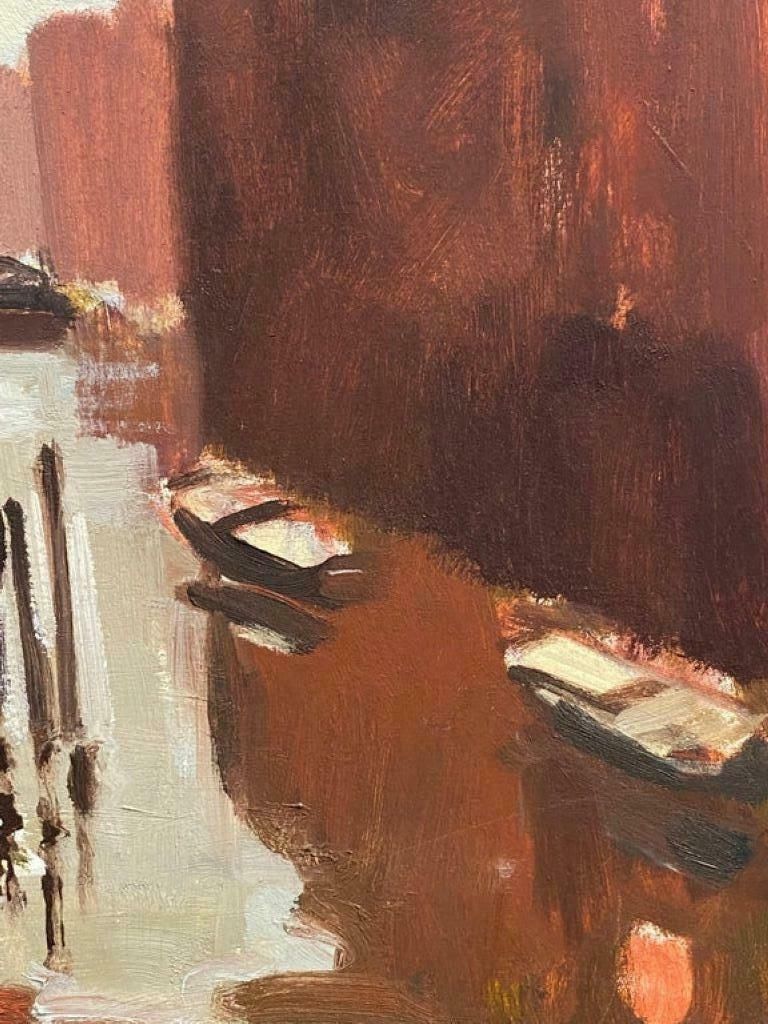 Elisabeth Hahn20th Century German Modernist Oil Painting Canal Backwater Rust Colors20th Century photo furniture