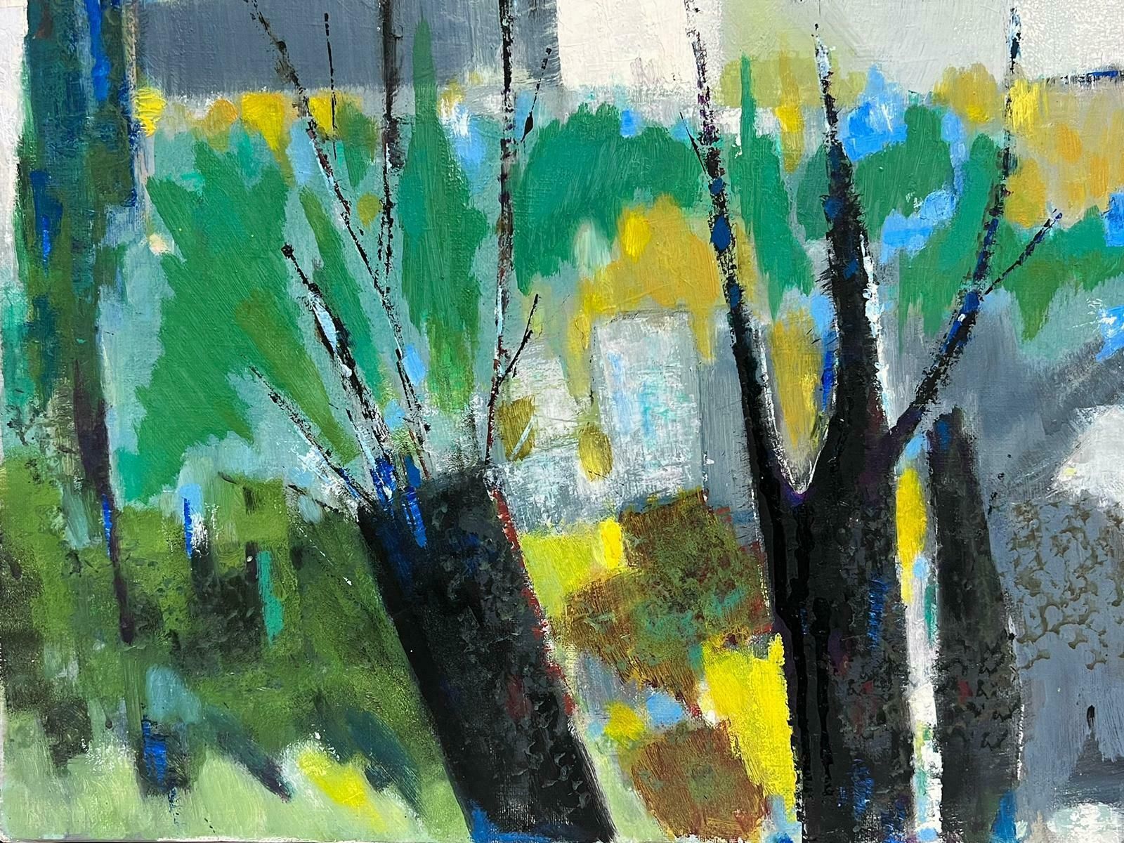 Andre Guillou1980's French Modernist Signed Oil Abandoned Village Cubist Houses In Landscape1982 photo Art