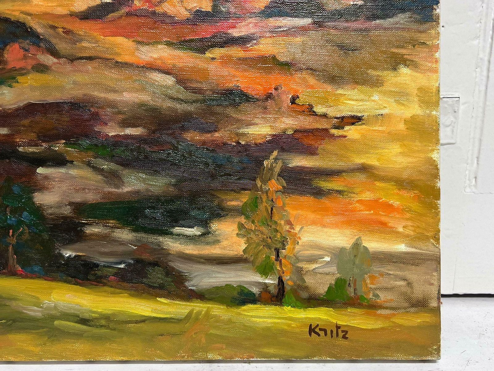 Michel Kritzfrench Post Impressionist Signed Oil Painting Sunset Old Chateau Ruins Landscape photo vinterior
