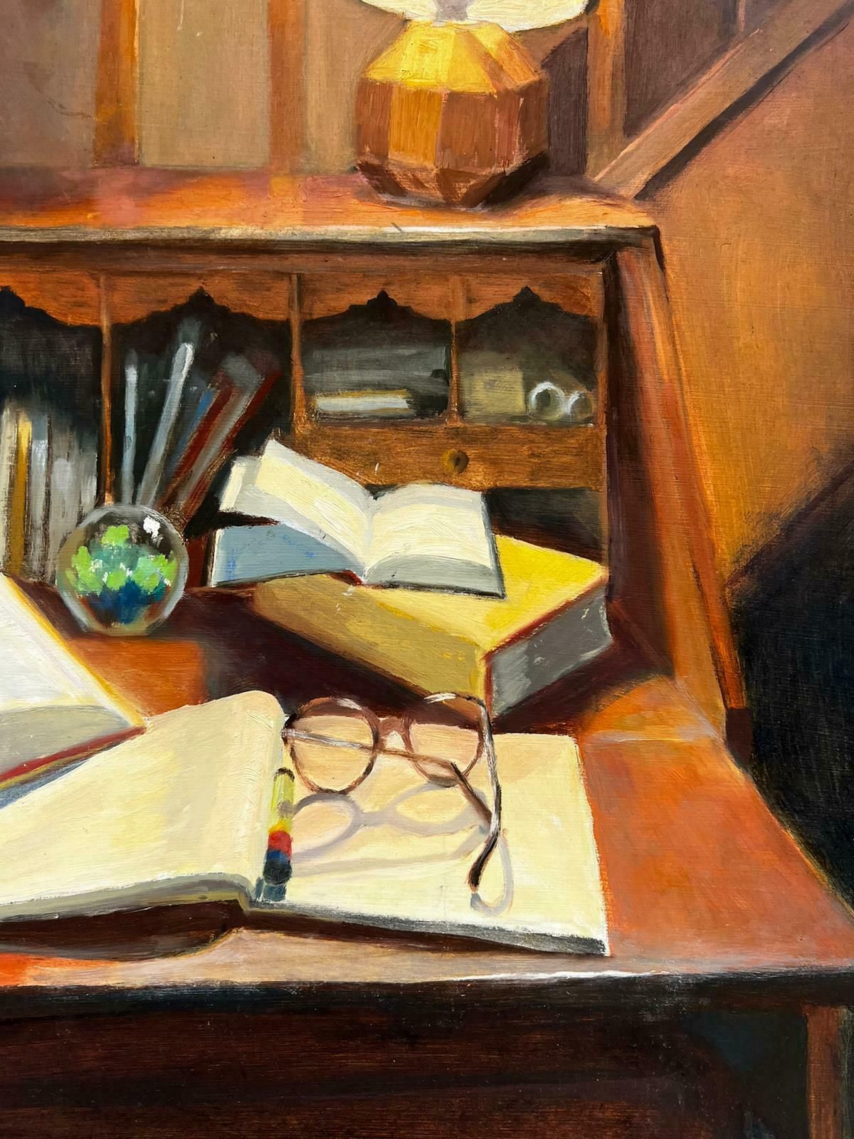 Jill Jacksoninterior Scene Still Life Of Writing Desk Bureau With Table Lamp Glow photo furniture