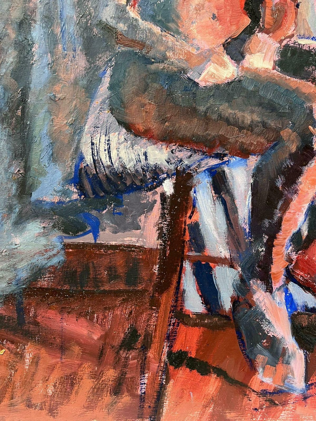 Helen Greenfield English Impressionist Oil Painting Pink Artists Nude Model Posed On Bed photo for sale