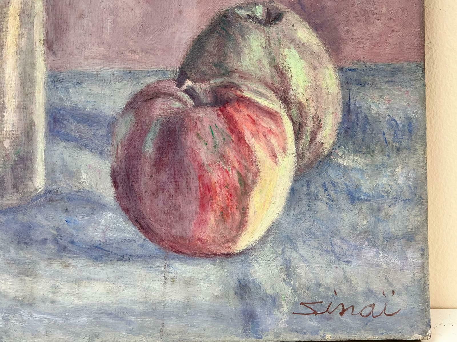 French Schooltwo Apples & Jug French Modernist Signed Still Life Oil Painting photo furniture