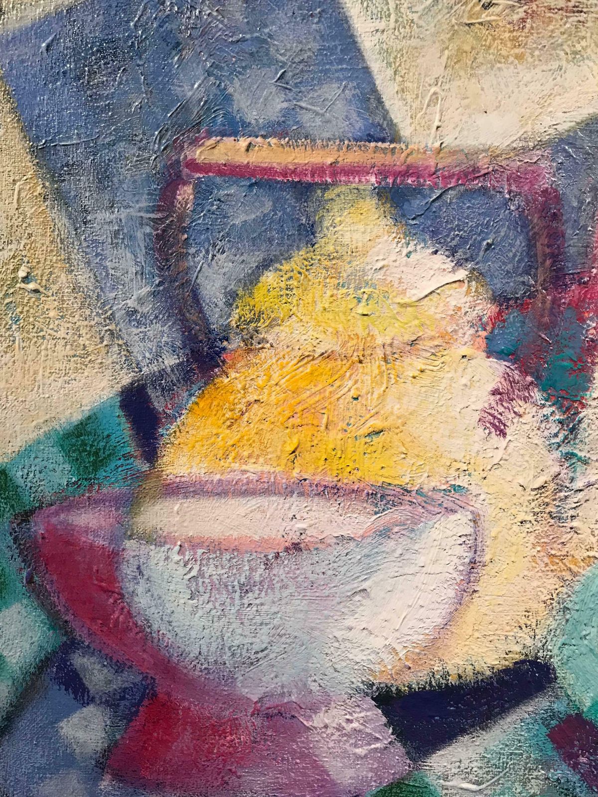 Jean Yves Fromangepetit Dejeuner French Cubist Signed Paintingc.1980's photo Art