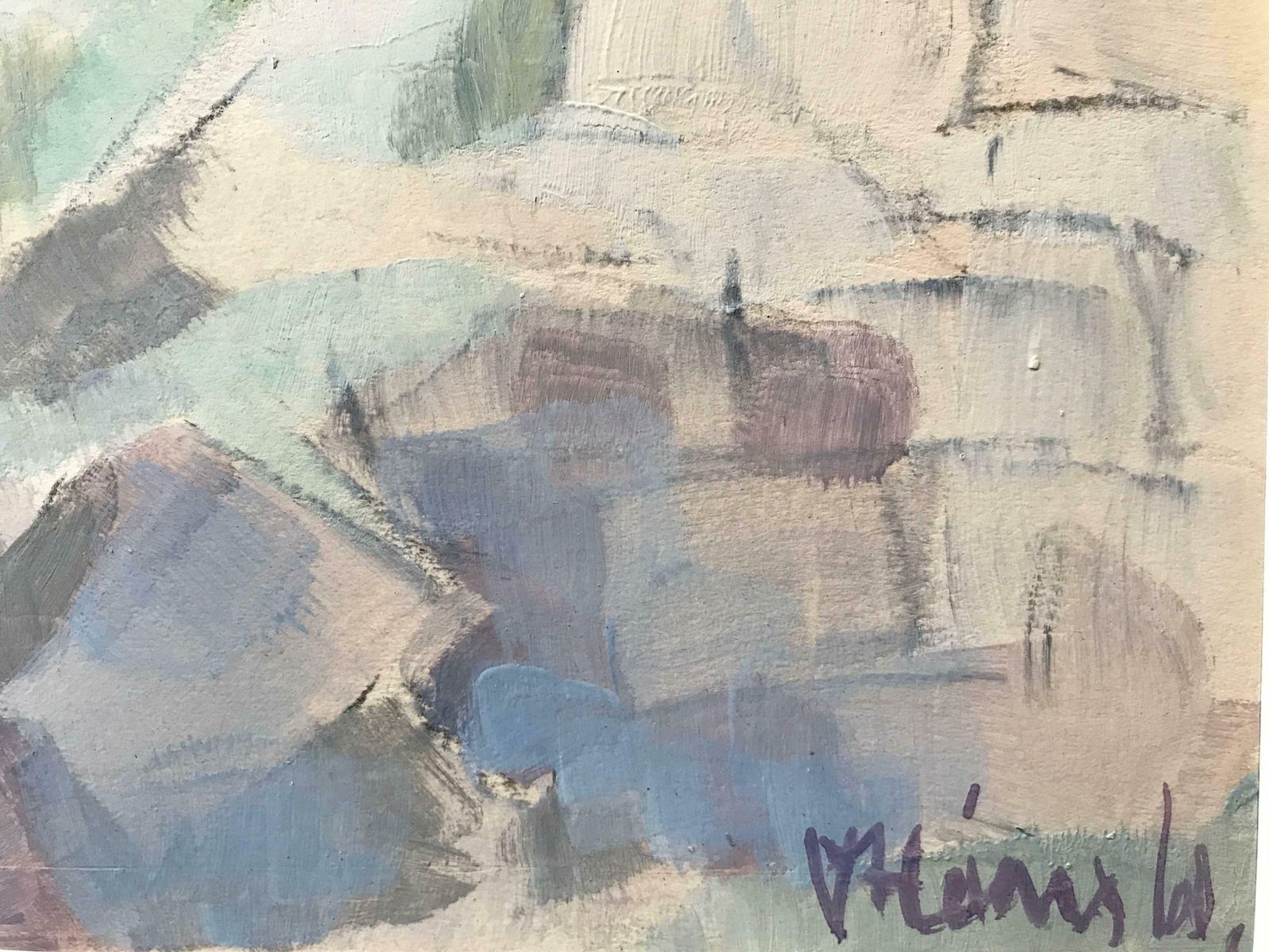 Unknown1960's French Oil Painting Provencal Farm House Signed Oil Paintingc. 1960's photo 761.0