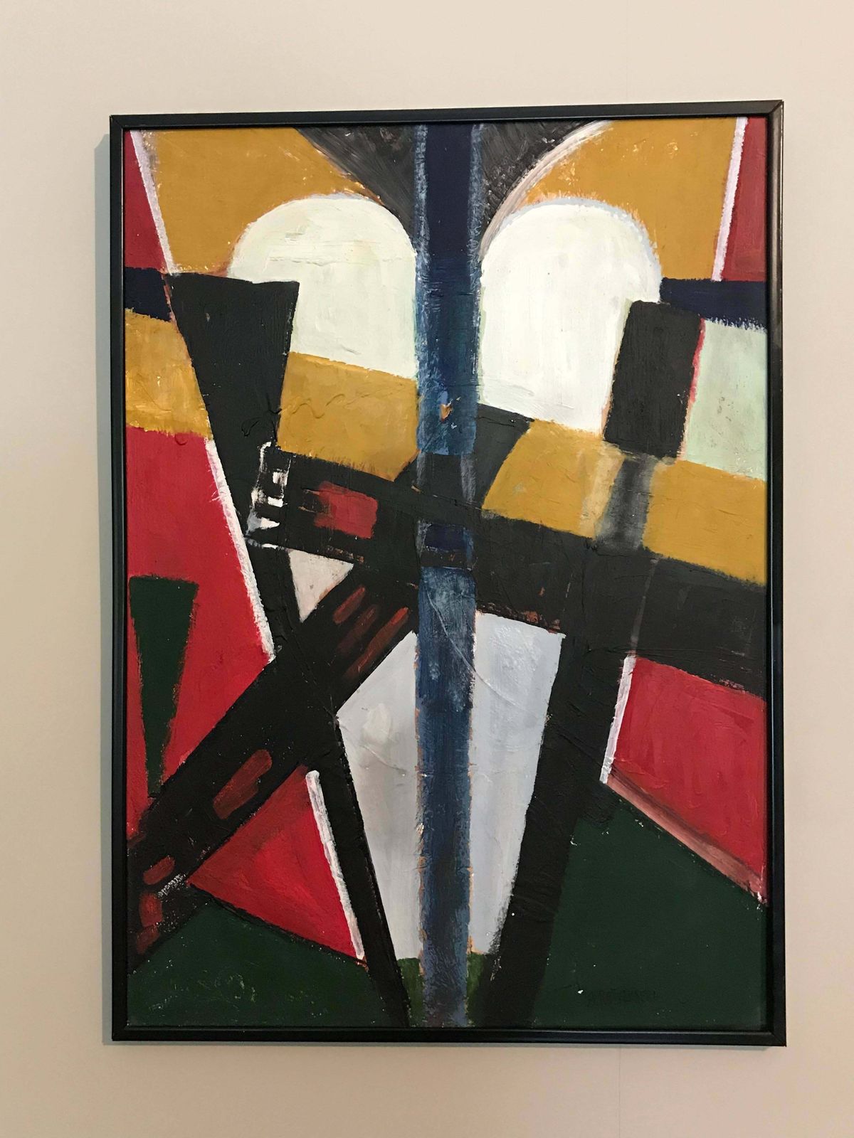 Armand Rottenbergfrench Cubist Abstract Oil Painting Reds Greens & Whitec.1980's photo furniture