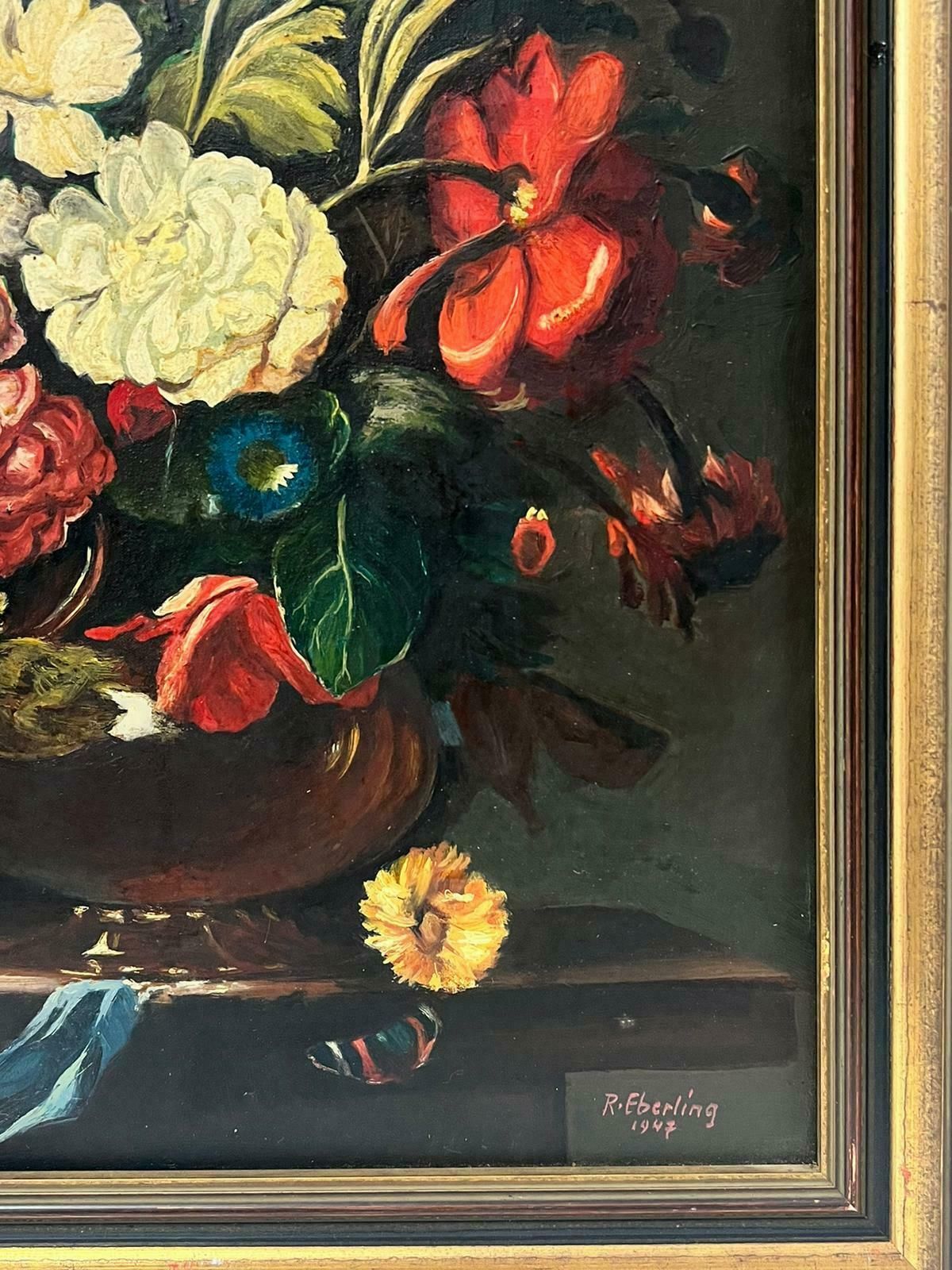 French Schoolclassical Still Life Ornate Flowers In Vase In The Traditional Old Master Style photo for sale