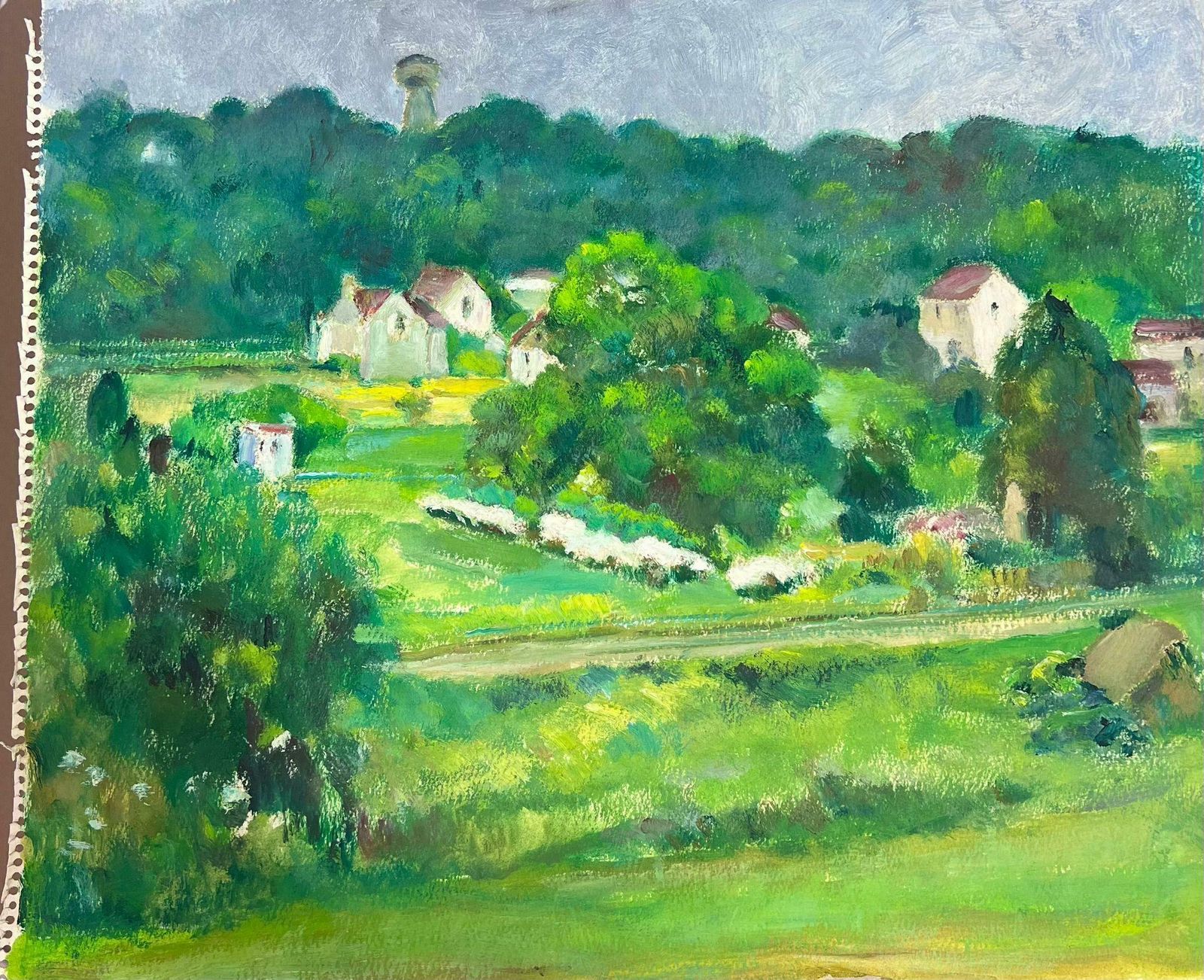 Louise Alixred Roof Village In Bright Green Field Landscape's French Landscape1930's photo Art
