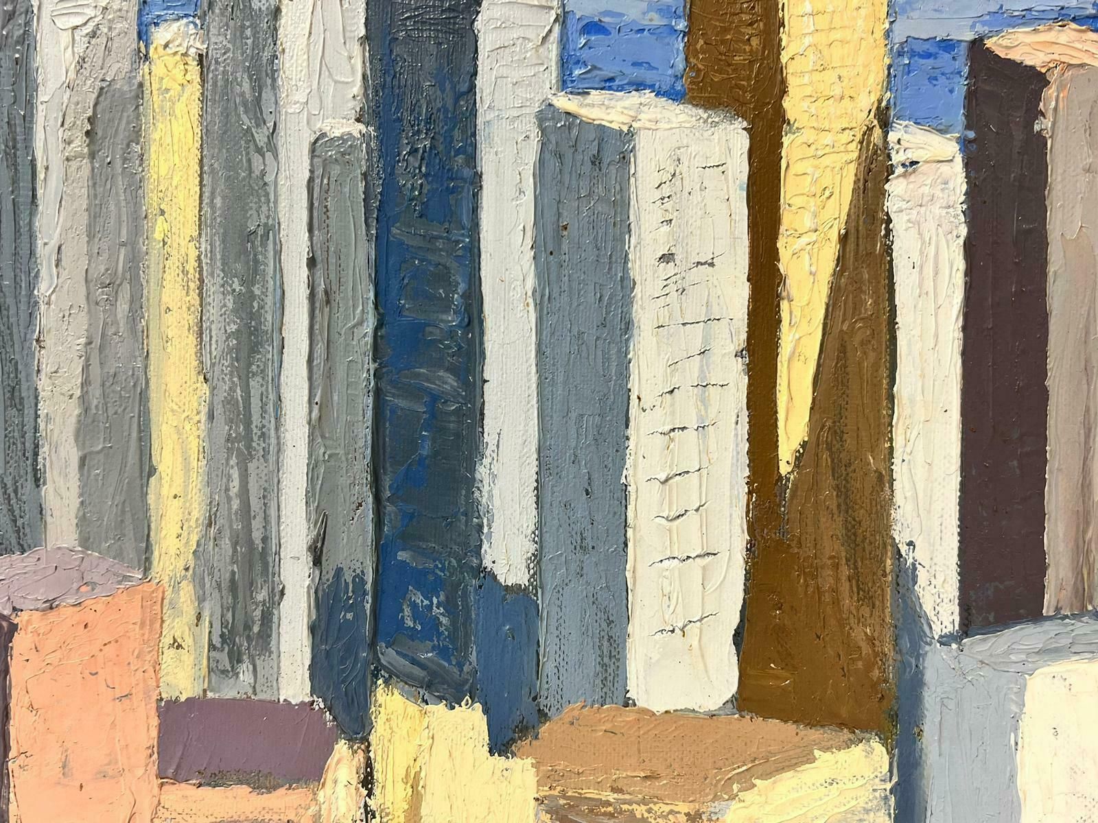French Schoolsan Francisco 1970's Cubist Abstract City Skyline Oil Painting, Signed & Framed photo Art