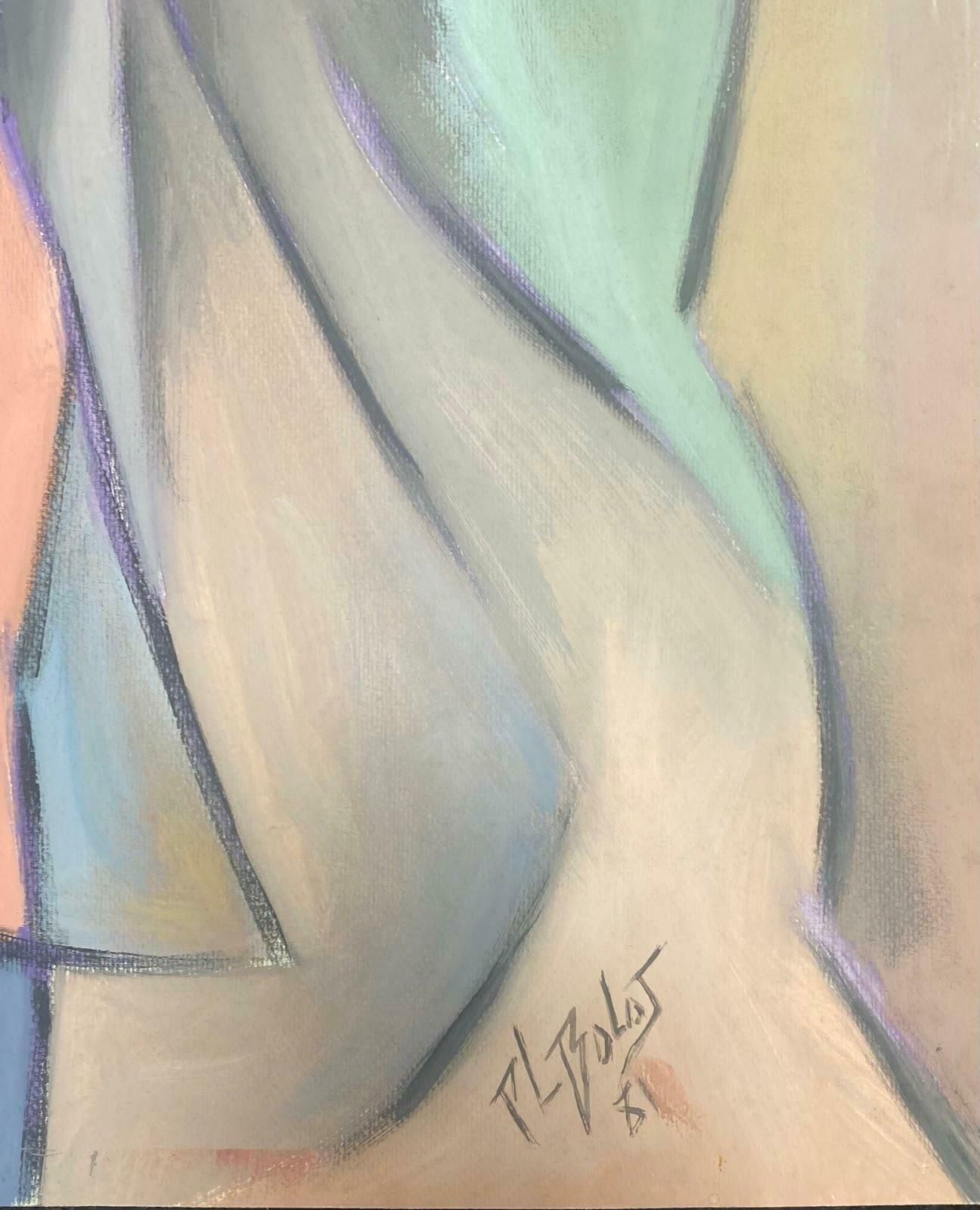 Paul Louis Bolot (French 1918 2003)20th Century French Cubist Painting Purple Abstract Woman Playing Violin1981 photo for sale