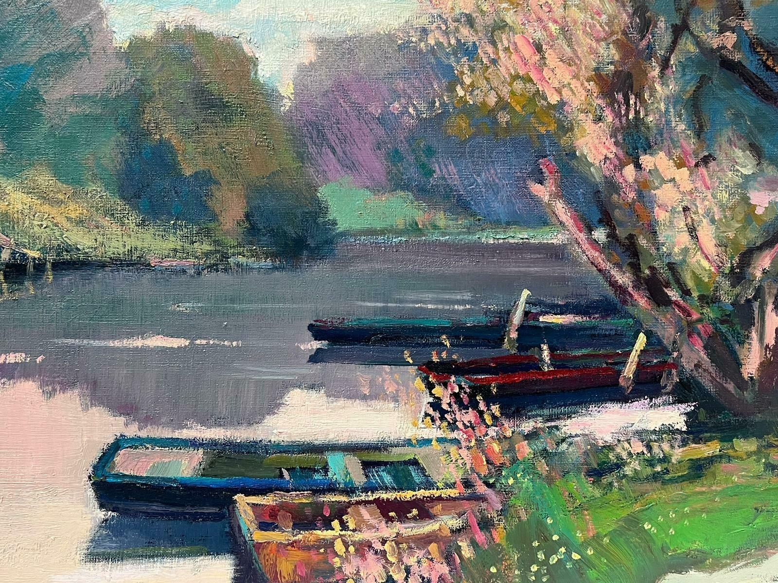 Guy Benardboats On The River Eure Normandy France French Post Impressionist Signed Oil photo 1220.0