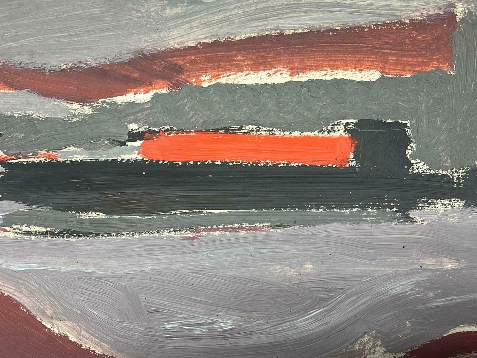 Elisabeth Hahn20th Century German Modernist Oil Painting Grey And Red Sea Landscape20th Century photo furniture