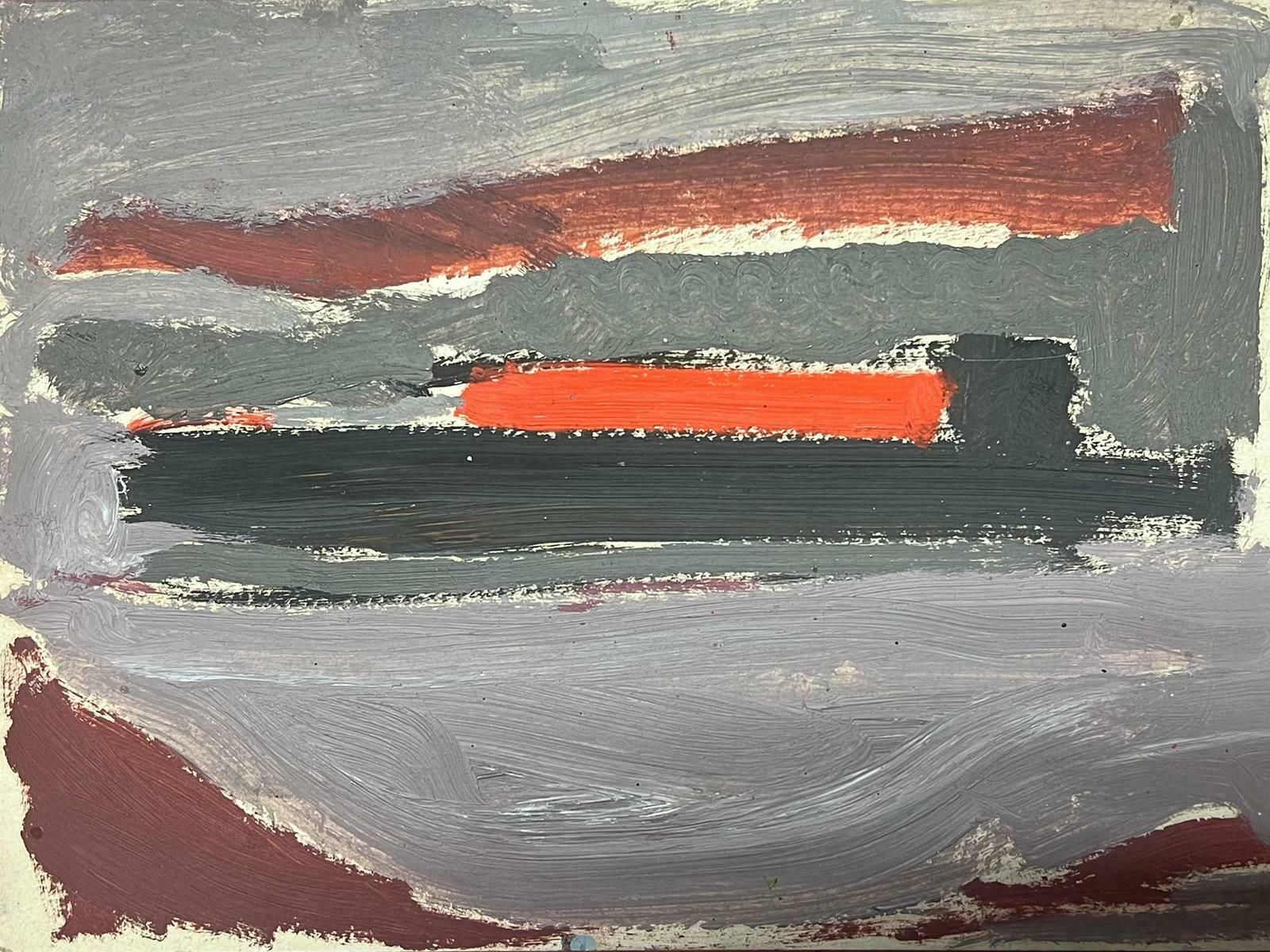 Elisabeth Hahn20th Century German Modernist Oil Painting Grey And Red Sea Landscape20th Century photo for sale