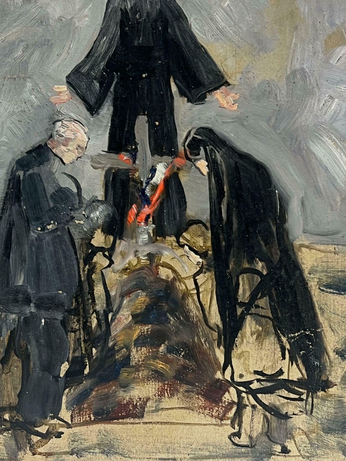 Simone Forgesolemn Ritual With Figures In Black French Impressionist Oil Painting19th Century photo Art