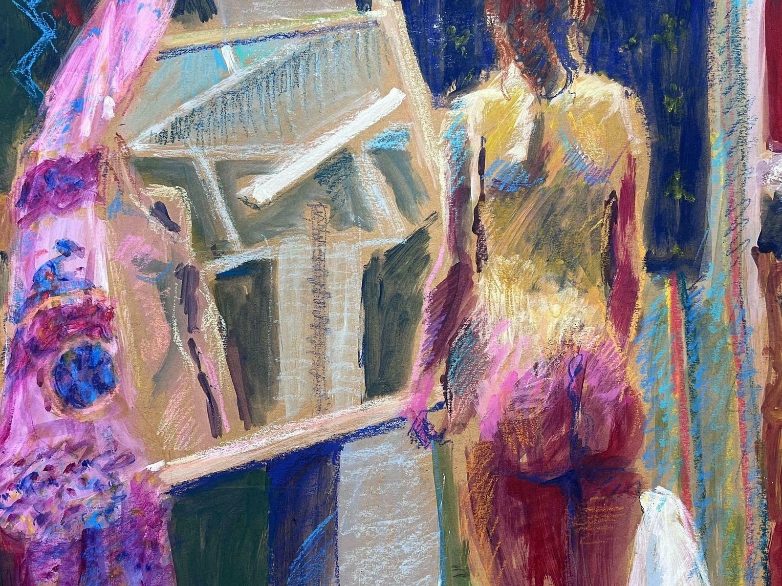 Helen Greenfieldnude Lady Standing In Room Furniture Modern British Slightly Abstract Painting photo vinterior